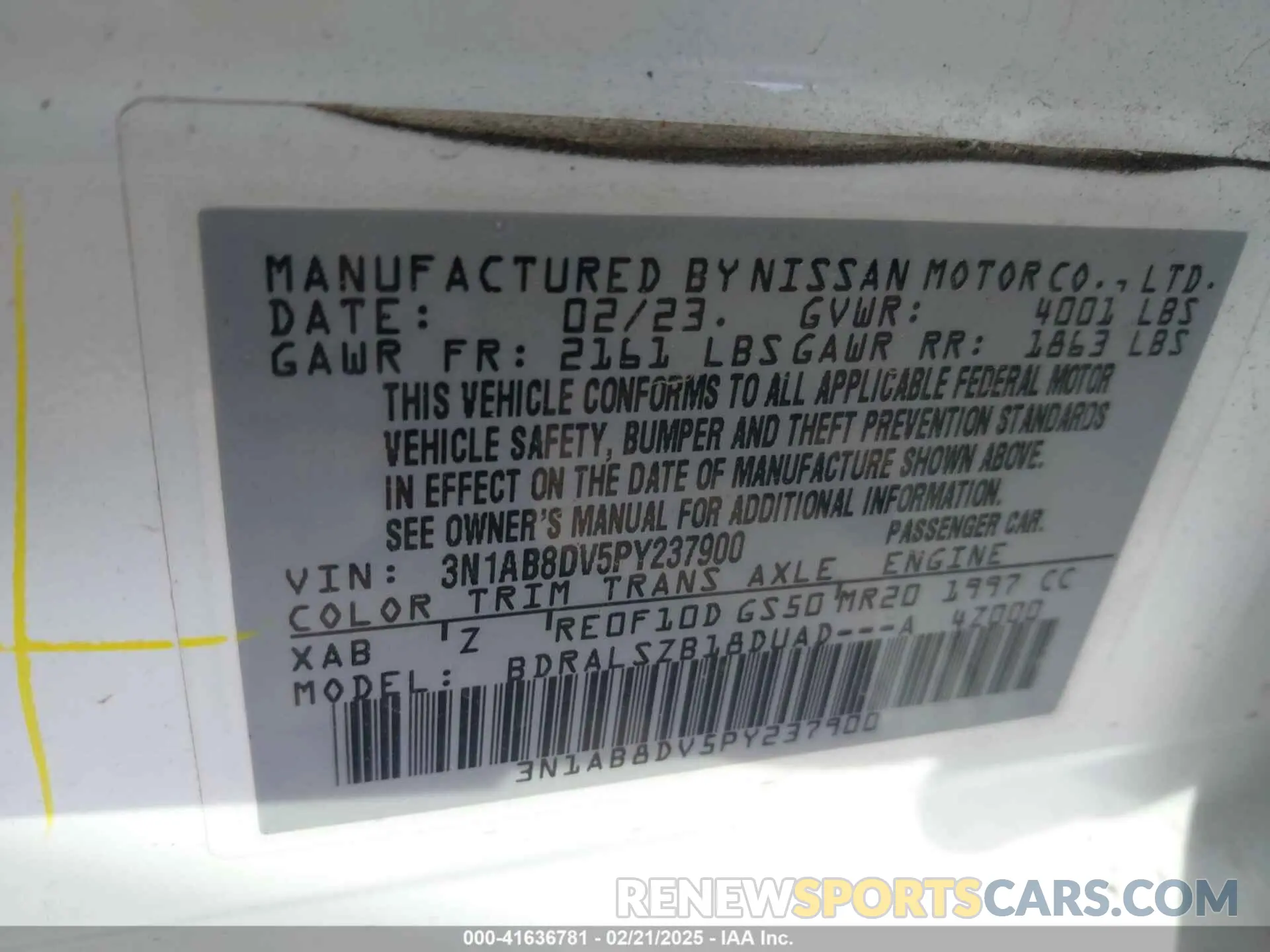 9 Фотография поврежденного автомобиля 3N1AB8DV5PY237900 NISSAN SENTRA 2023