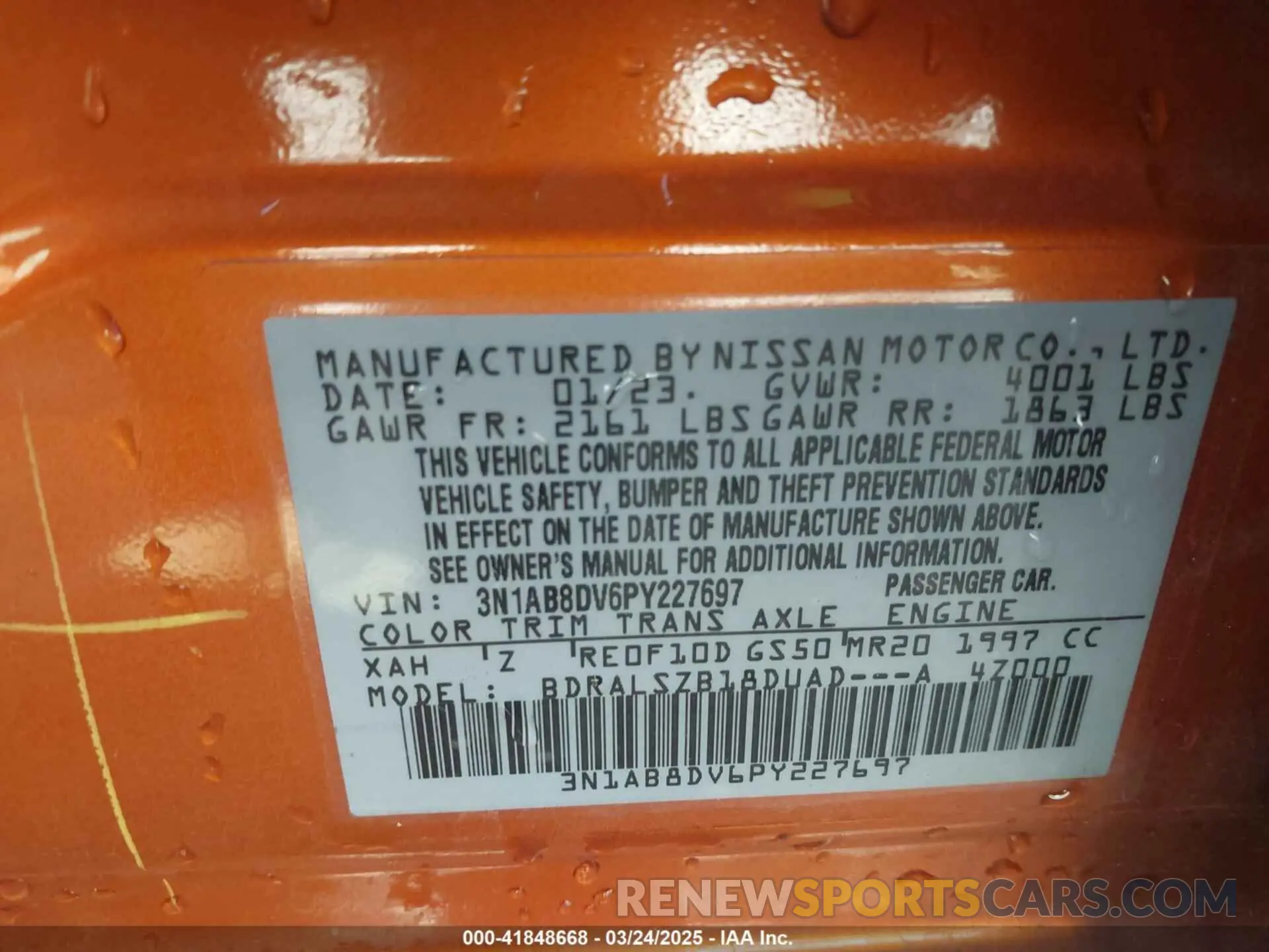 9 Фотография поврежденного автомобиля 3N1AB8DV6PY227697 NISSAN SENTRA 2023