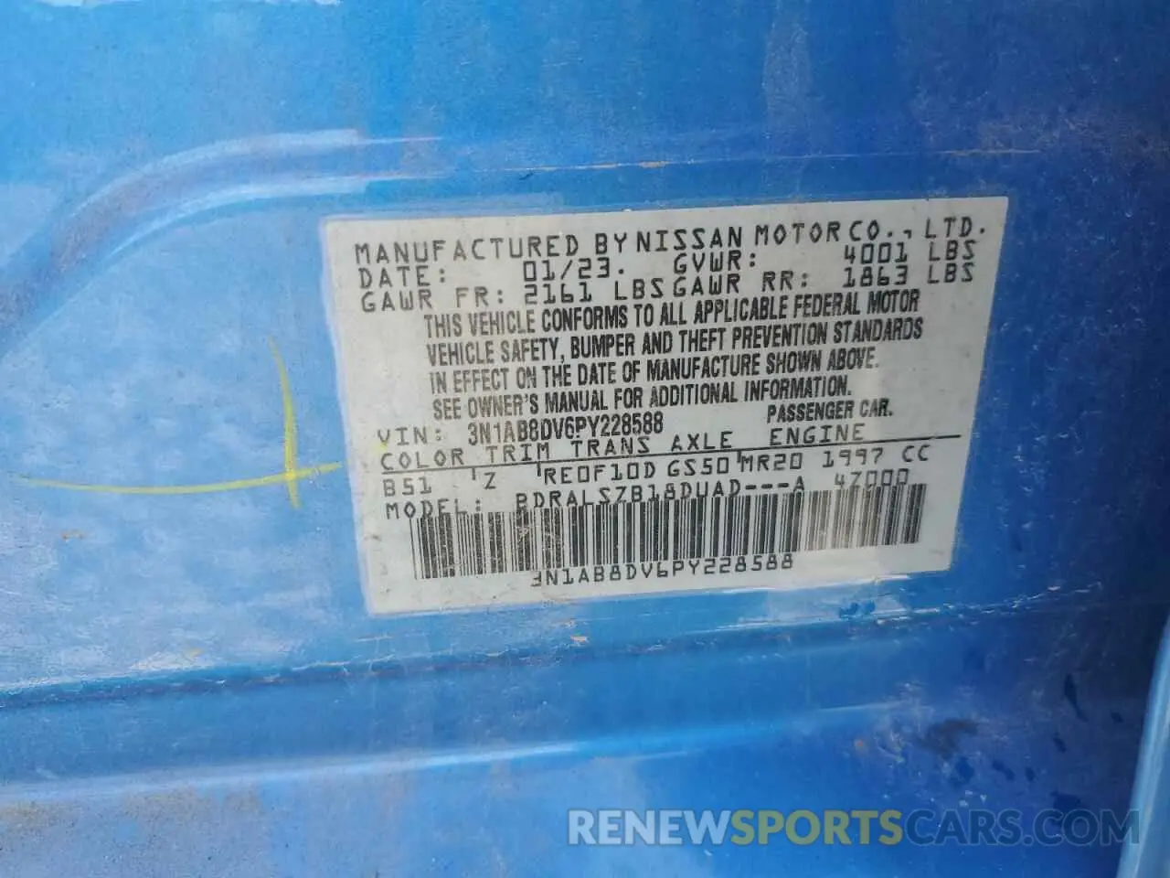 12 Фотография поврежденного автомобиля 3N1AB8DV6PY228588 NISSAN SENTRA 2023