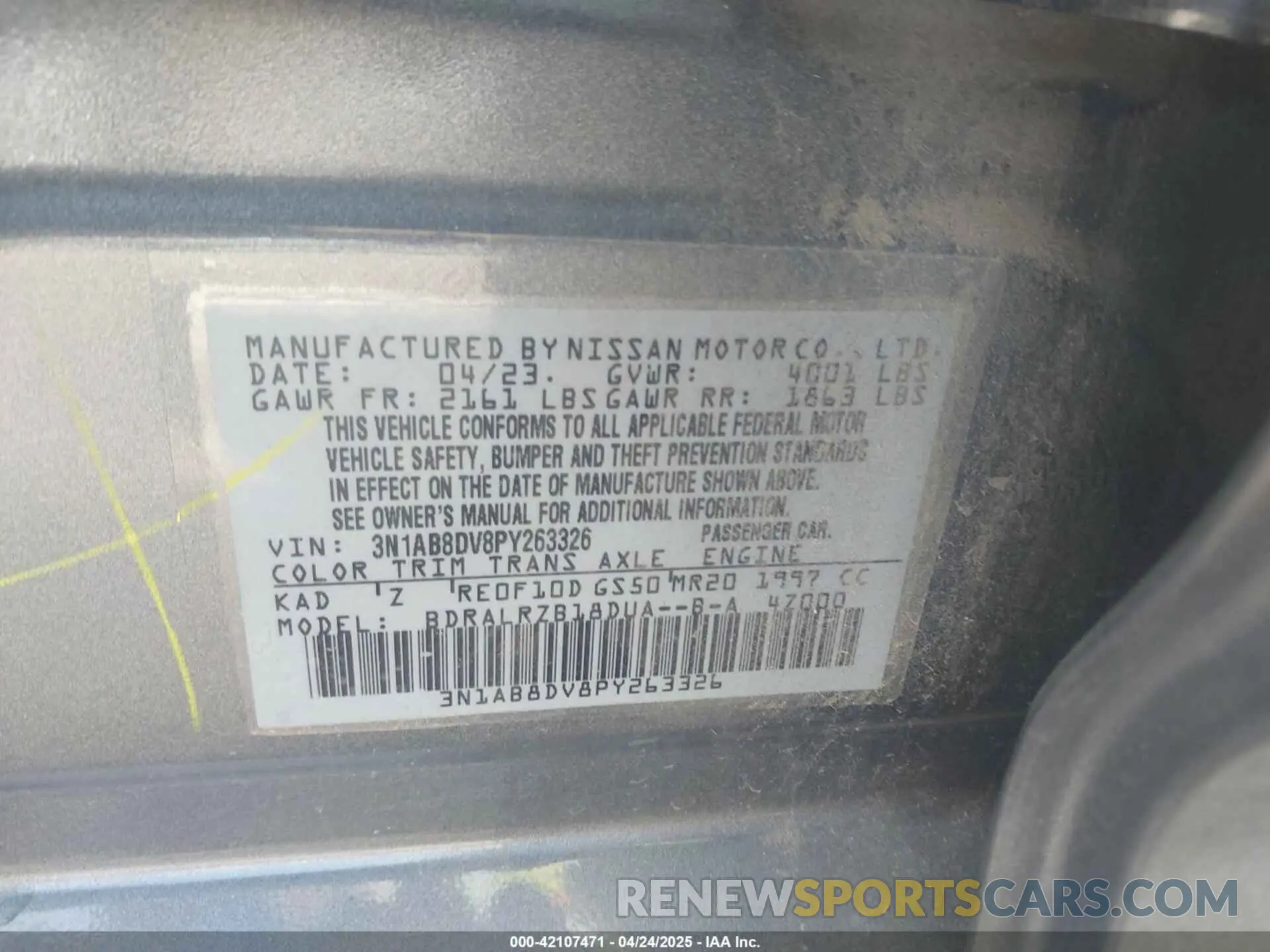 9 Фотография поврежденного автомобиля 3N1AB8DV8PY263326 NISSAN SENTRA 2023