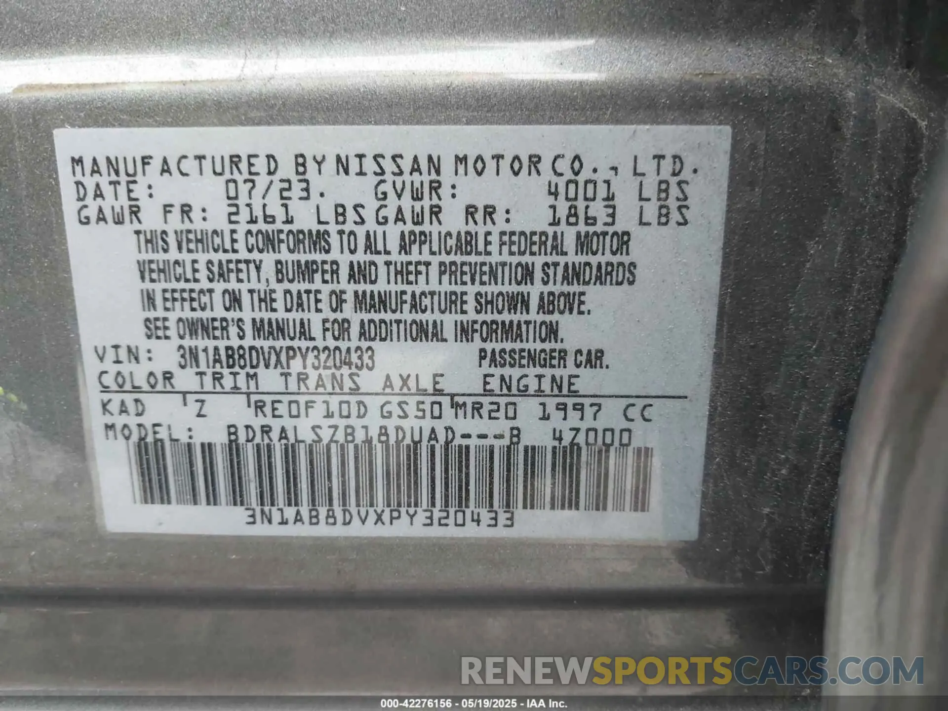 9 Photograph of a damaged car 3N1AB8DVXPY320433 NISSAN SENTRA 2023
