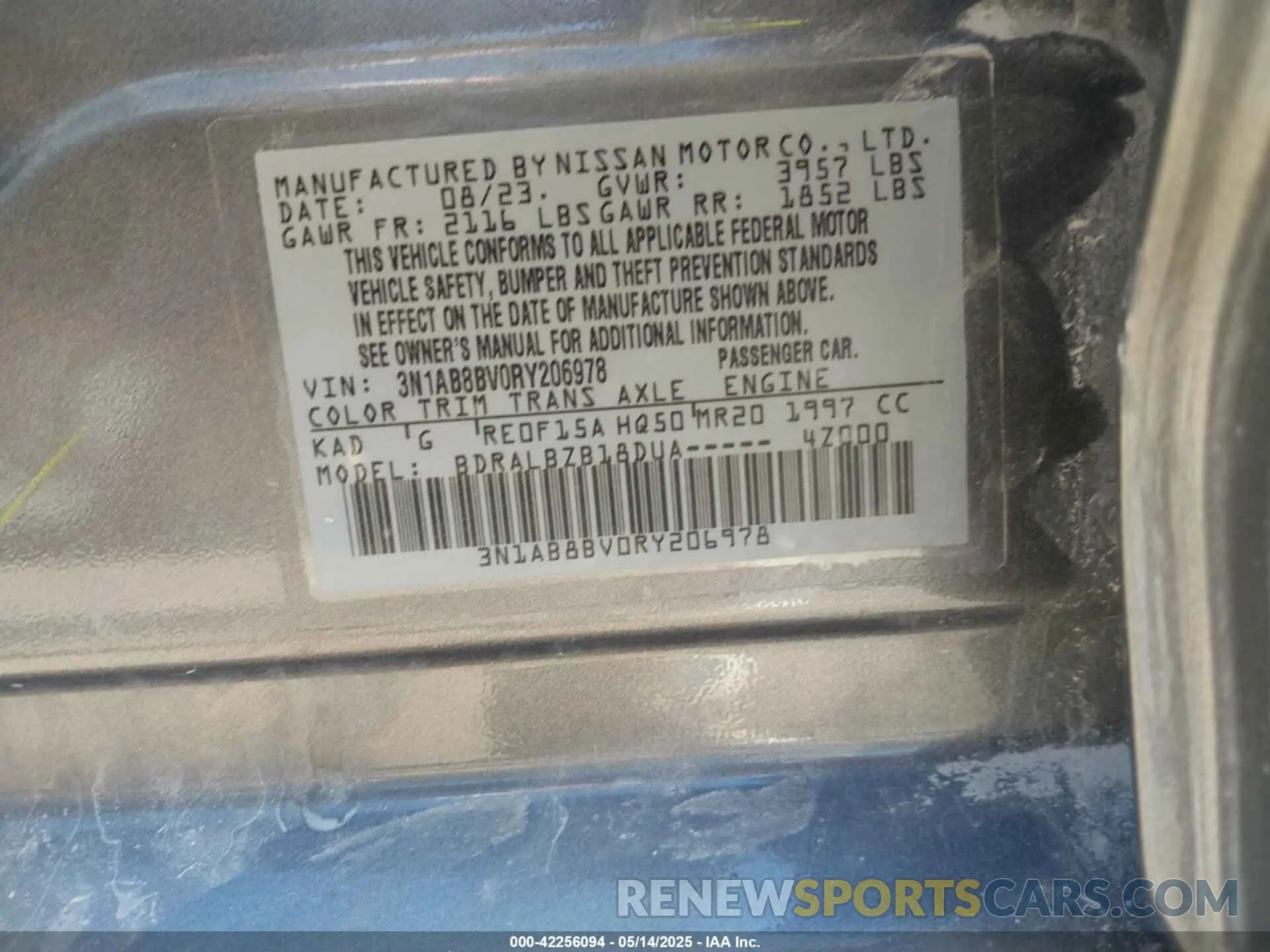 9 Фотография поврежденного автомобиля 3N1AB8BV0RY206978 NISSAN SENTRA 2024