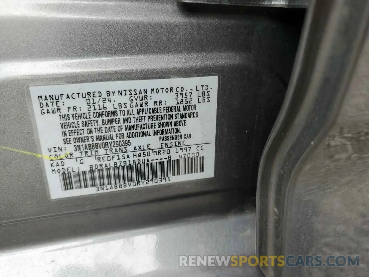 13 Photograph of a damaged car 3N1AB8BV0RY290395 NISSAN SENTRA 2024