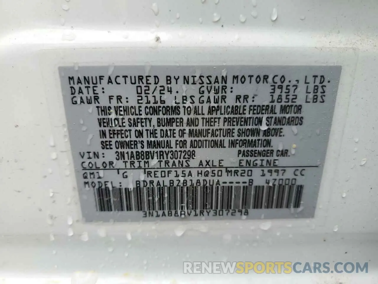 13 Photograph of a damaged car 3N1AB8BV1RY307298 NISSAN SENTRA 2024