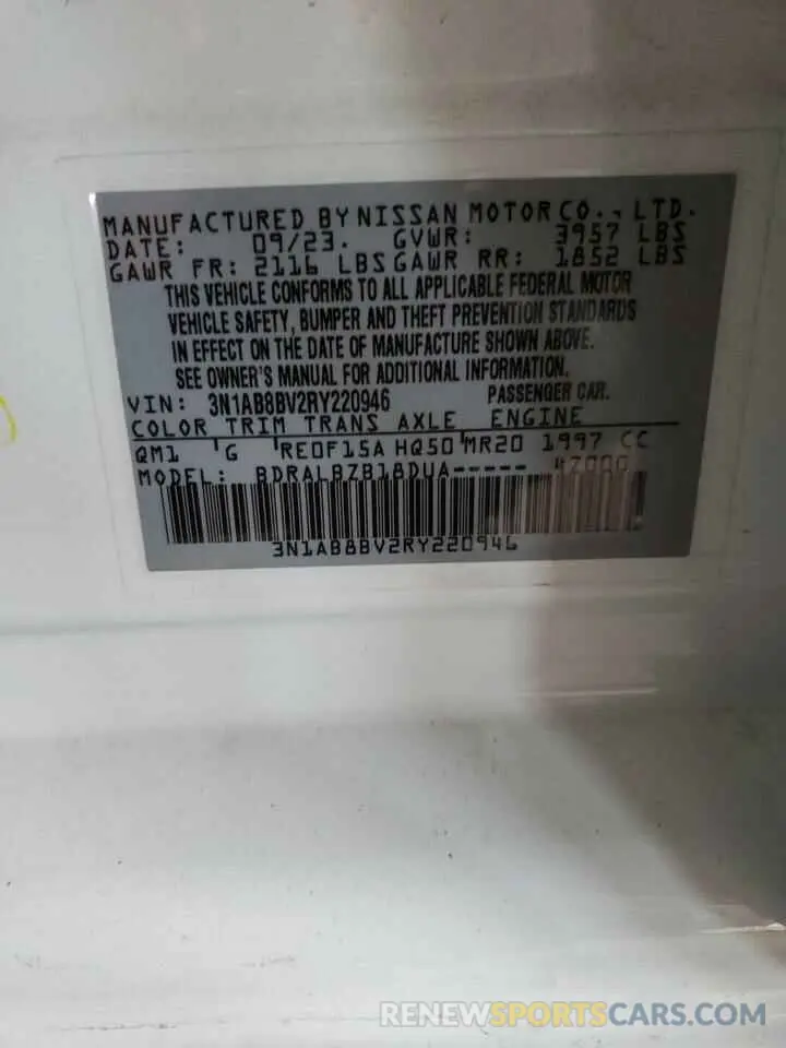 12 Фотография поврежденного автомобиля 3N1AB8BV2RY220946 NISSAN SENTRA 2024