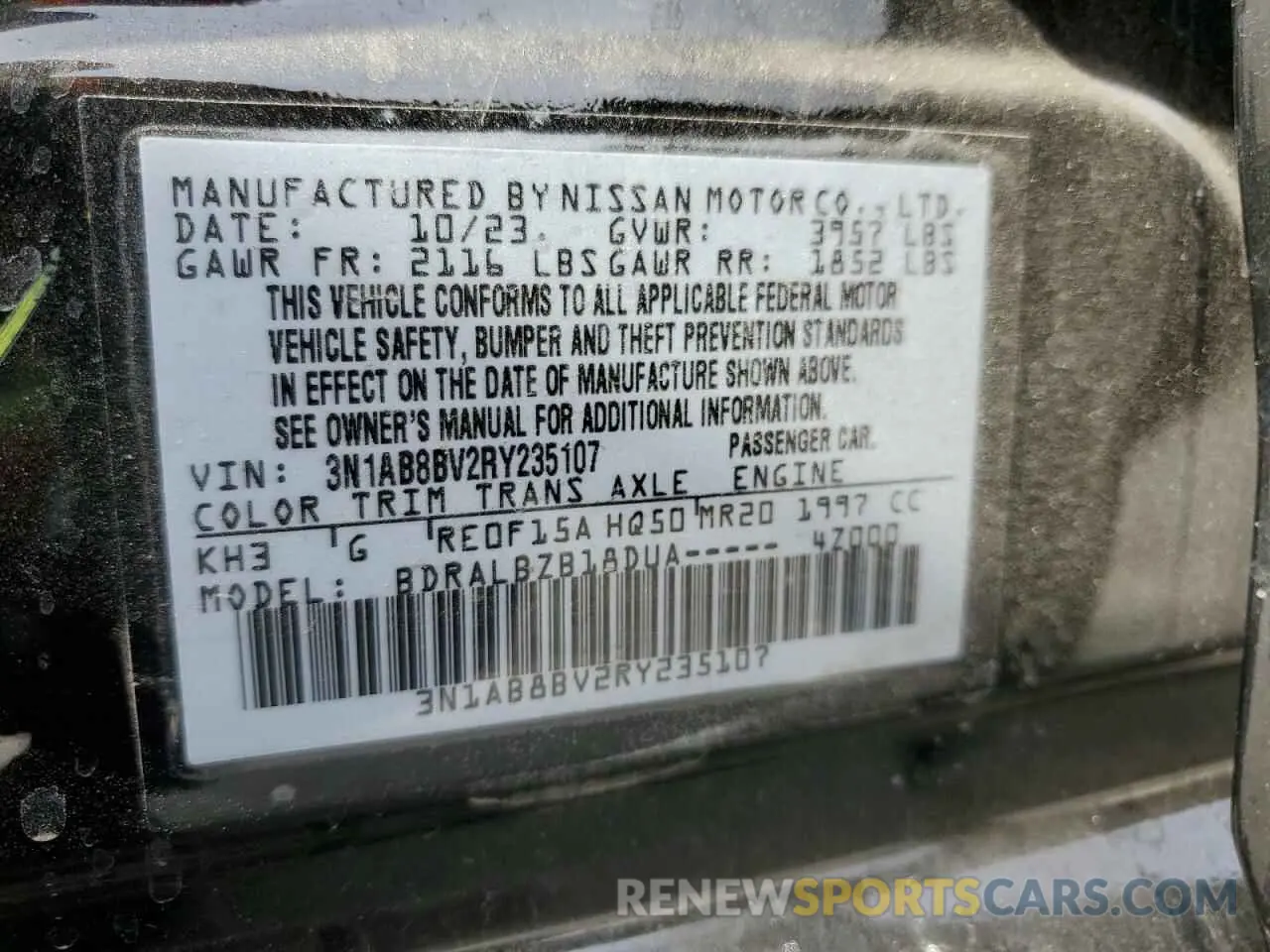 13 Photograph of a damaged car 3N1AB8BV2RY235107 NISSAN SENTRA 2024