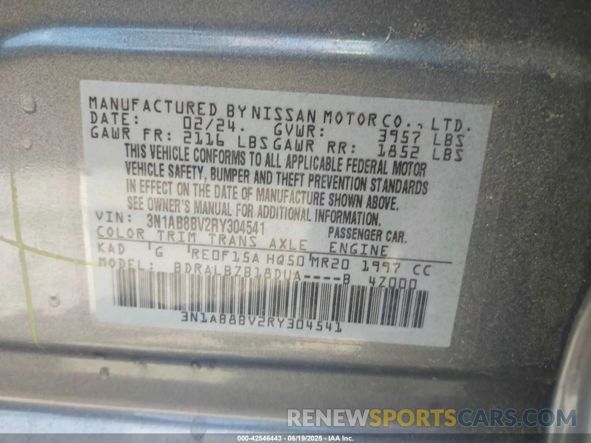 9 Фотография поврежденного автомобиля 3N1AB8BV2RY304541 NISSAN SENTRA 2024