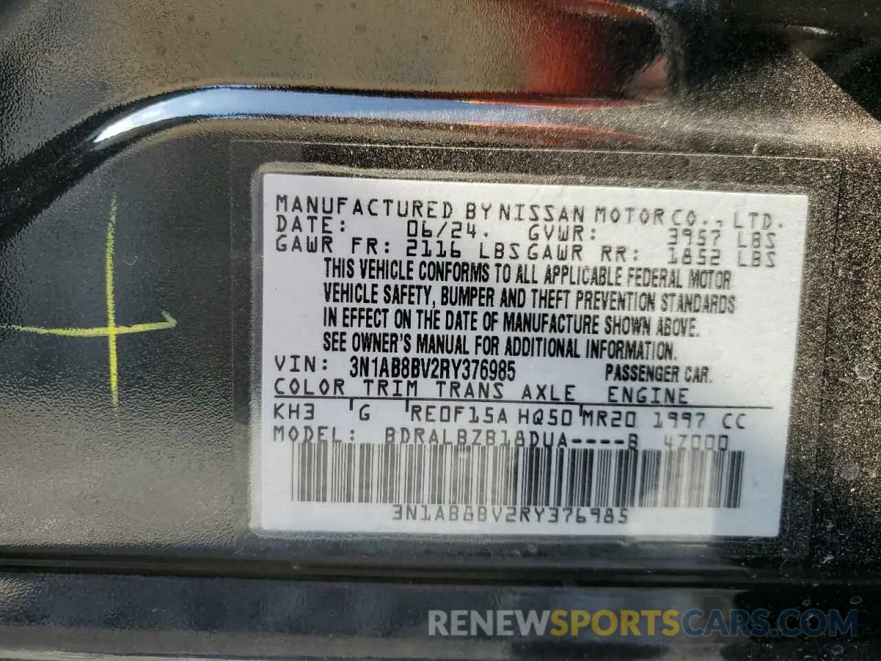 14 Фотография поврежденного автомобиля 3N1AB8BV2RY376985 NISSAN SENTRA 2024