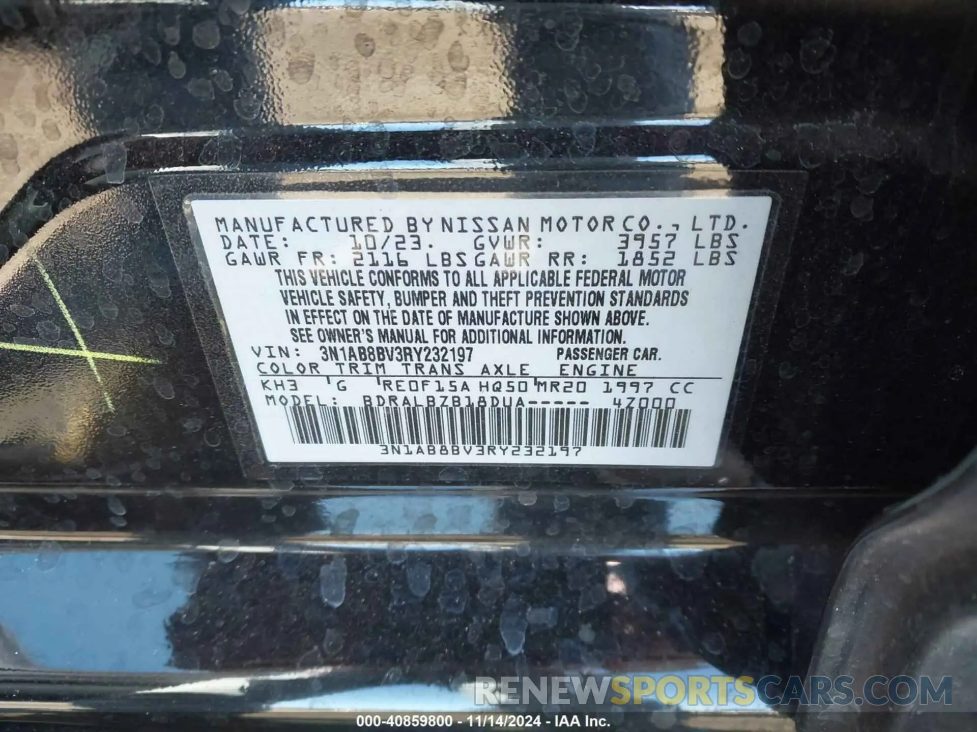 9 Фотография поврежденного автомобиля 3N1AB8BV3RY232197 NISSAN SENTRA 2024