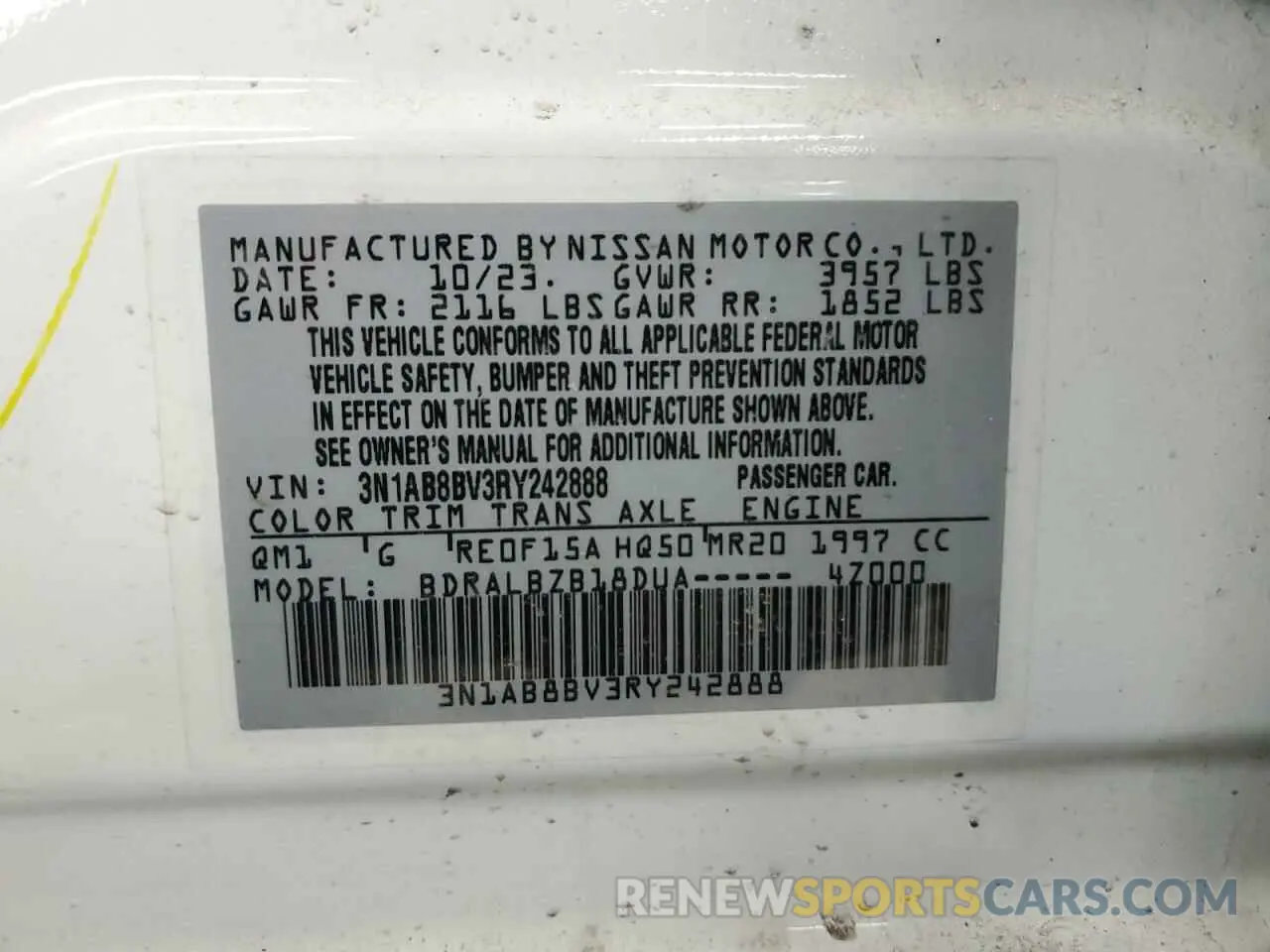 12 Photograph of a damaged car 3N1AB8BV3RY242888 NISSAN SENTRA 2024