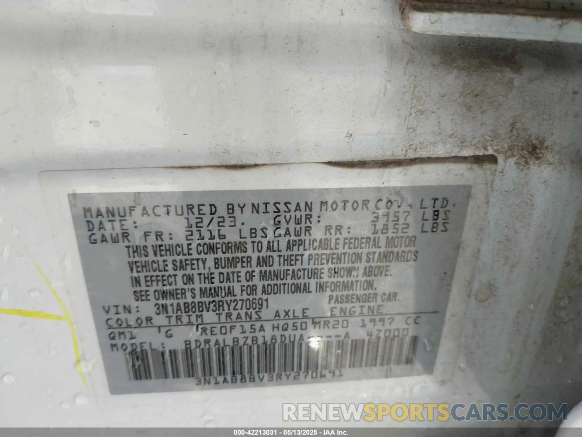 9 Photograph of a damaged car 3N1AB8BV3RY270691 NISSAN SENTRA 2024