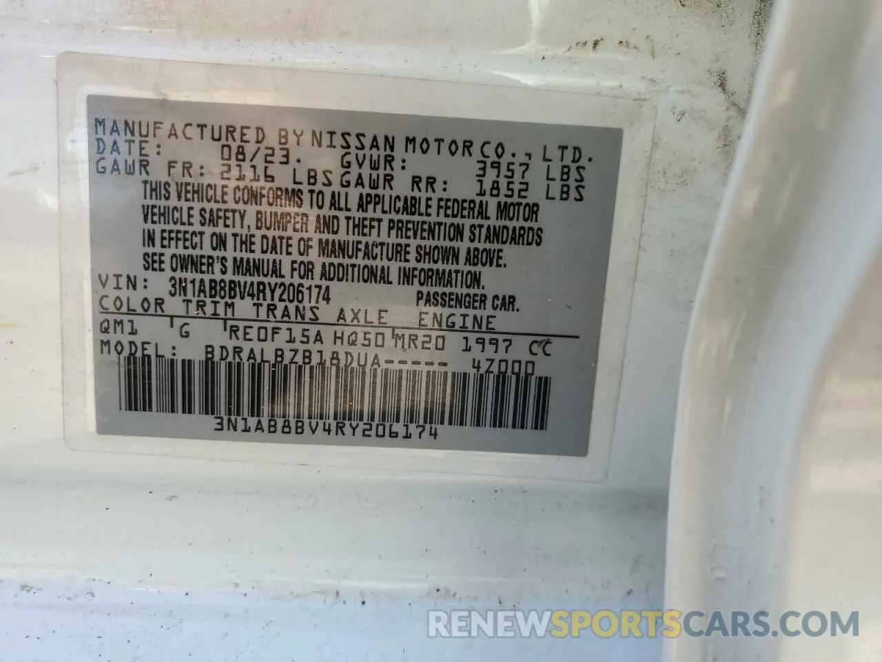 12 Фотография поврежденного автомобиля 3N1AB8BV4RY206174 NISSAN SENTRA 2024