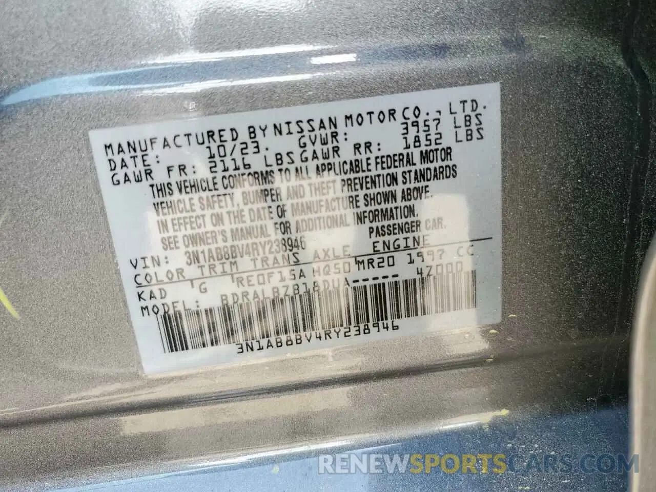 13 Photograph of a damaged car 3N1AB8BV4RY238946 NISSAN SENTRA 2024