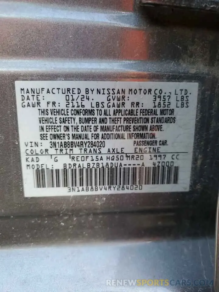 13 Photograph of a damaged car 3N1AB8BV4RY284020 NISSAN SENTRA 2024