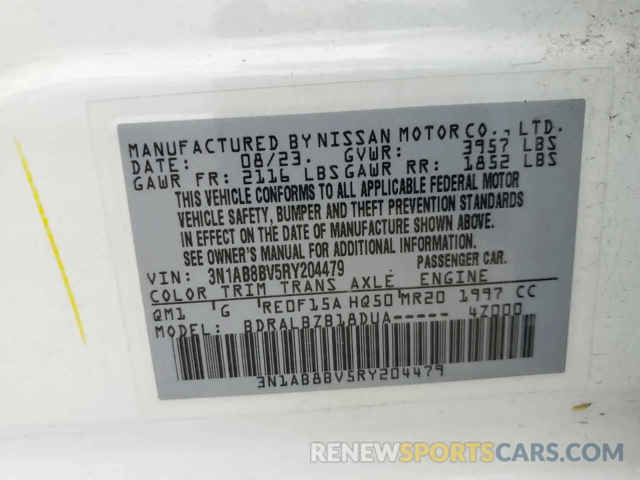 13 Фотография поврежденного автомобиля 3N1AB8BV5RY204479 NISSAN SENTRA 2024
