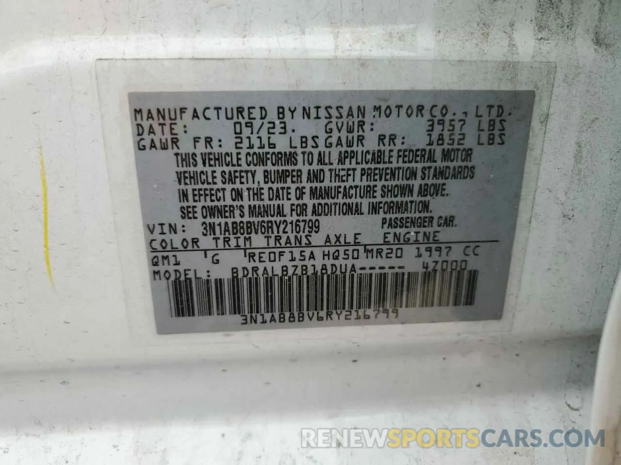 12 Photograph of a damaged car 3N1AB8BV6RY216799 NISSAN SENTRA 2024