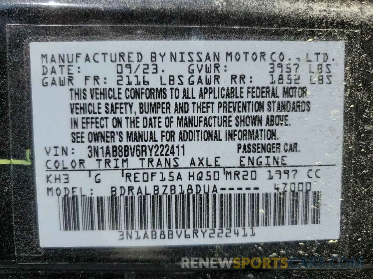 12 Photograph of a damaged car 3N1AB8BV6RY222411 NISSAN SENTRA 2024