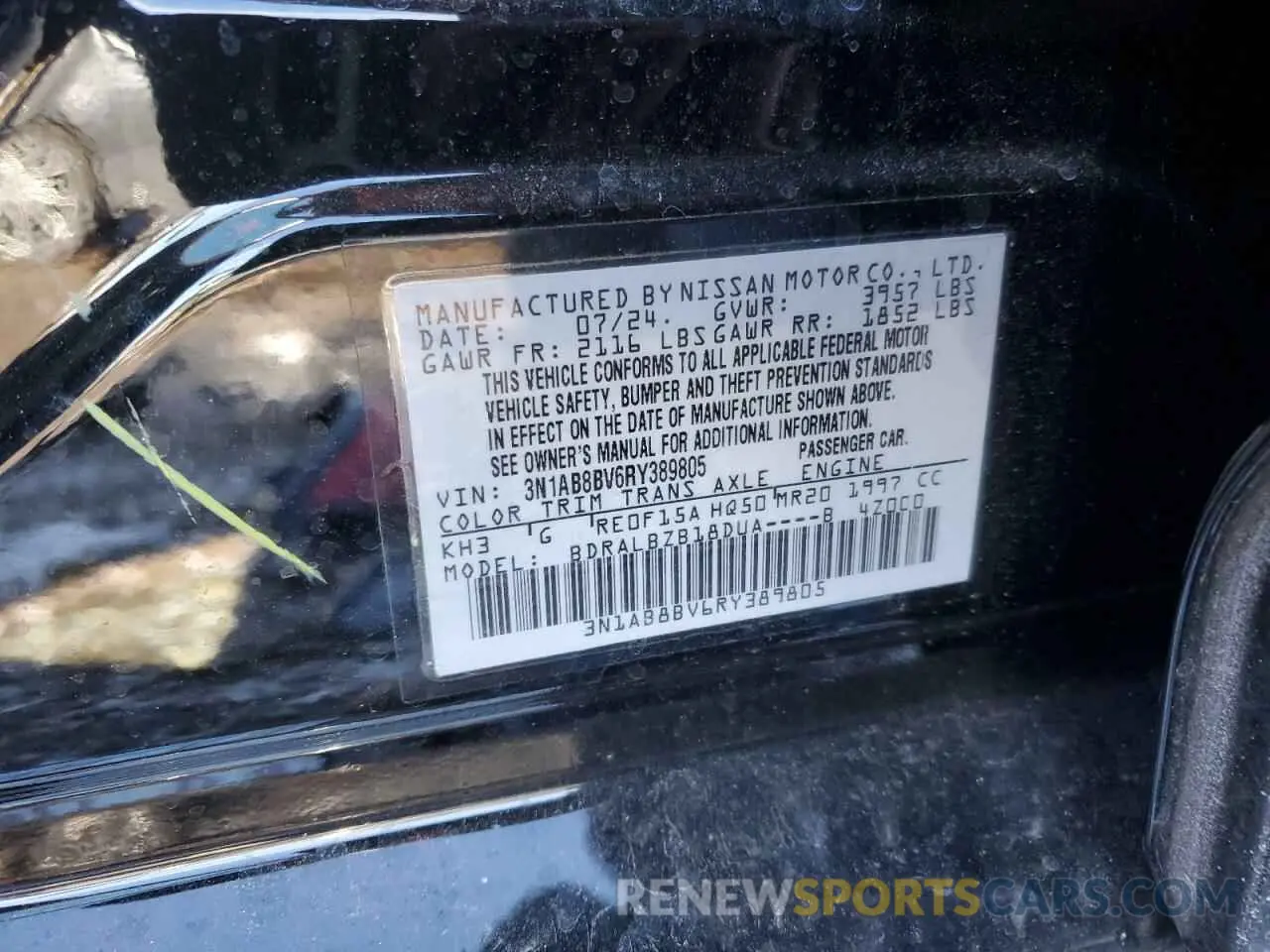 15 Photograph of a damaged car 3N1AB8BV6RY389805 NISSAN SENTRA 2024