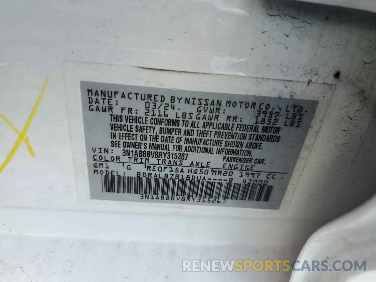 12 Фотография поврежденного автомобиля 3N1AB8BV8RY315267 NISSAN SENTRA 2024