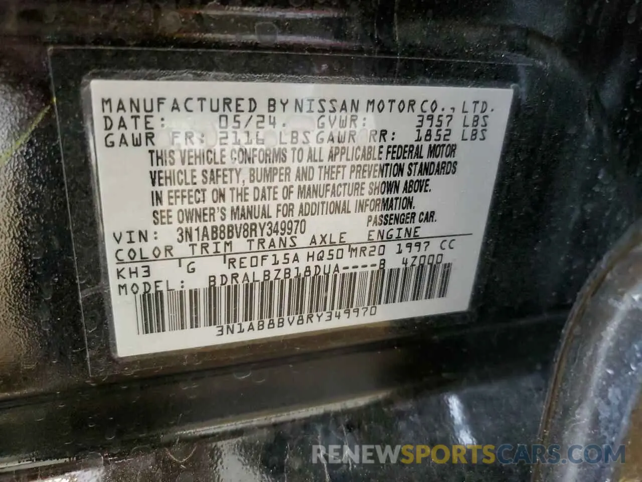 12 Фотография поврежденного автомобиля 3N1AB8BV8RY349970 NISSAN SENTRA 2024