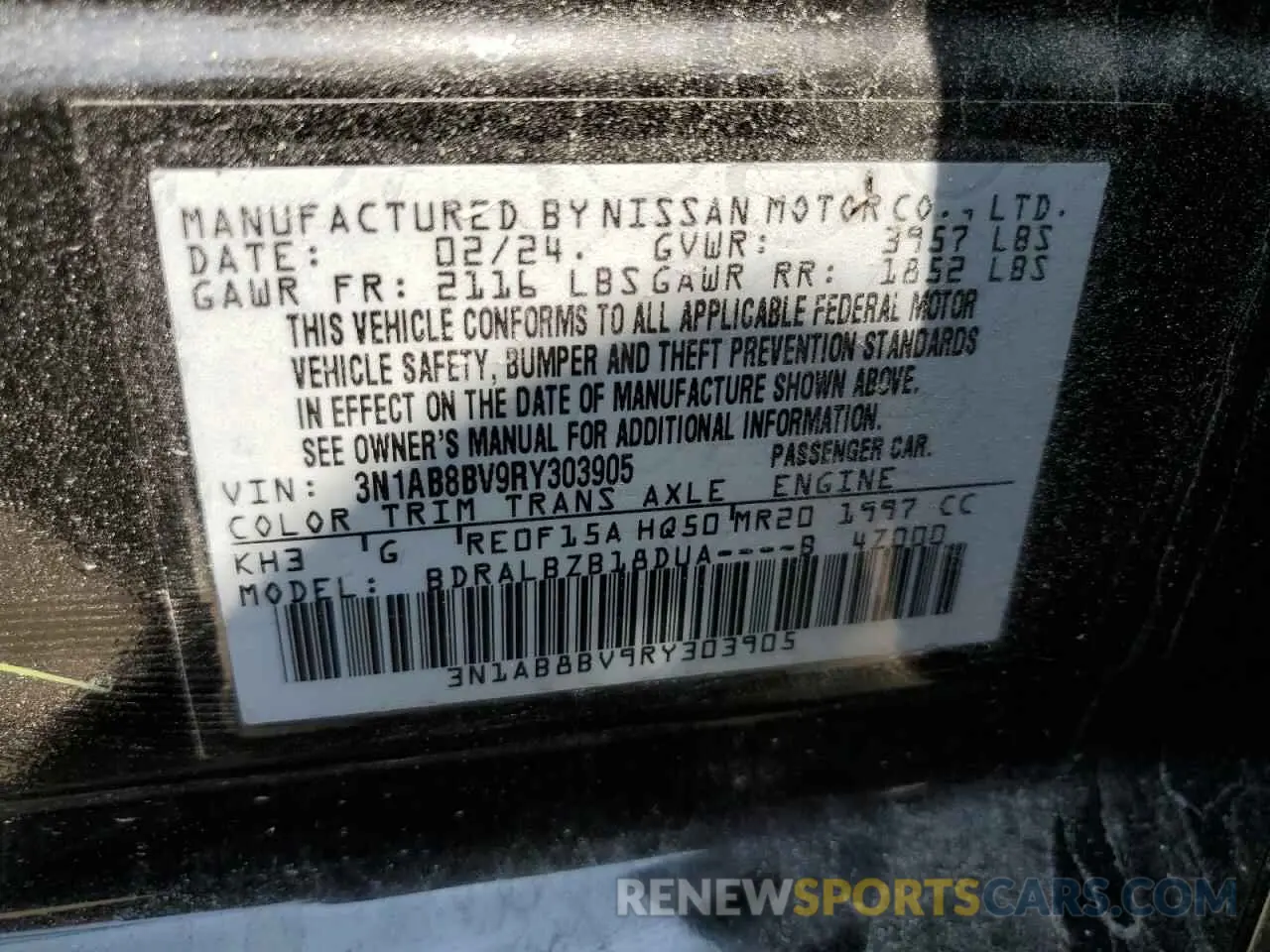 12 Фотография поврежденного автомобиля 3N1AB8BV9RY303905 NISSAN SENTRA 2024