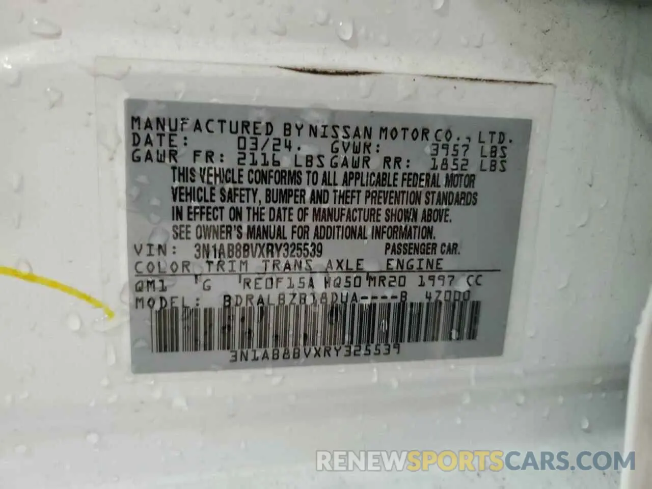 13 Фотография поврежденного автомобиля 3N1AB8BVXRY325539 NISSAN SENTRA 2024