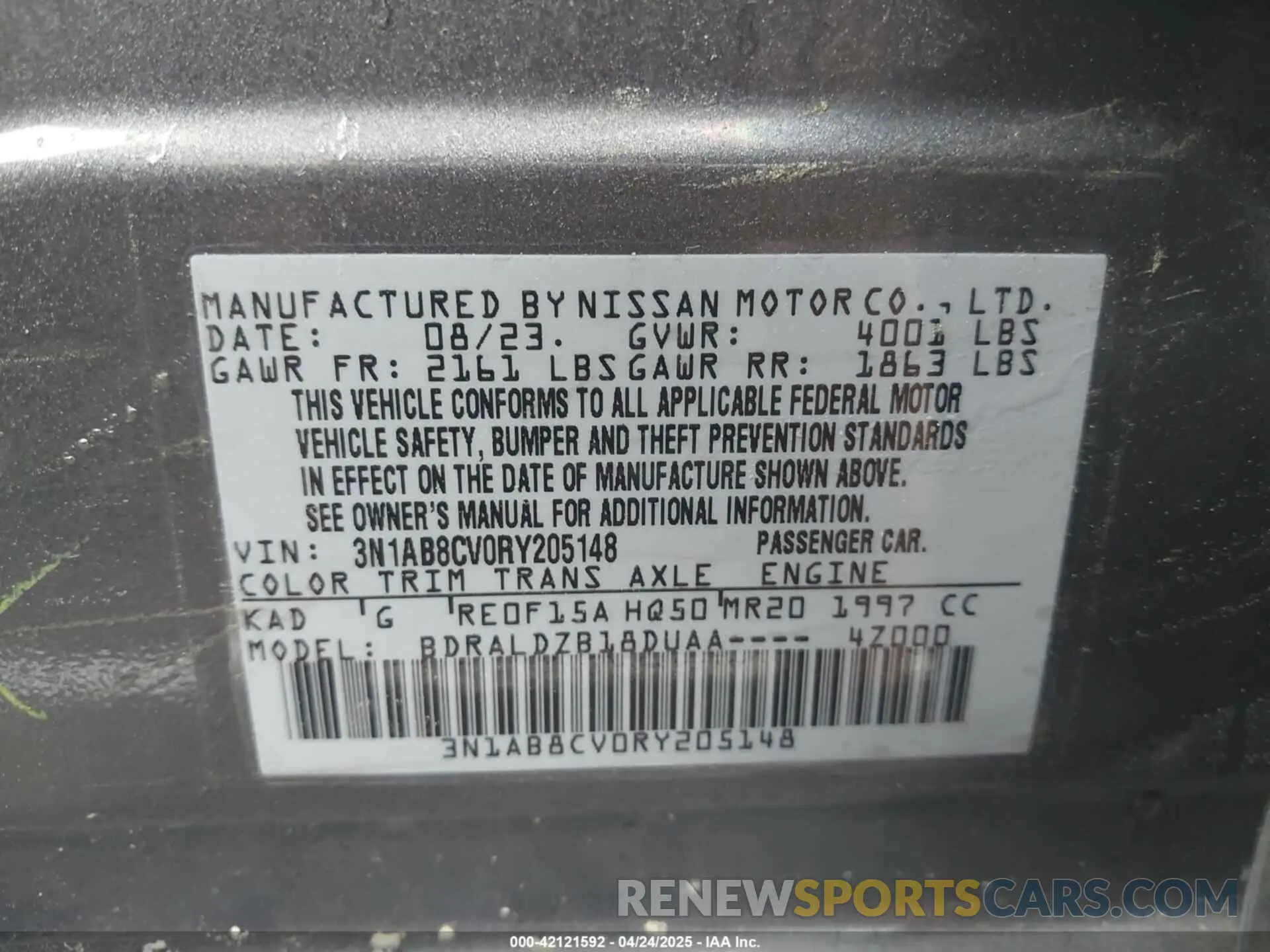 9 Фотография поврежденного автомобиля 3N1AB8CV0RY205148 NISSAN SENTRA 2024