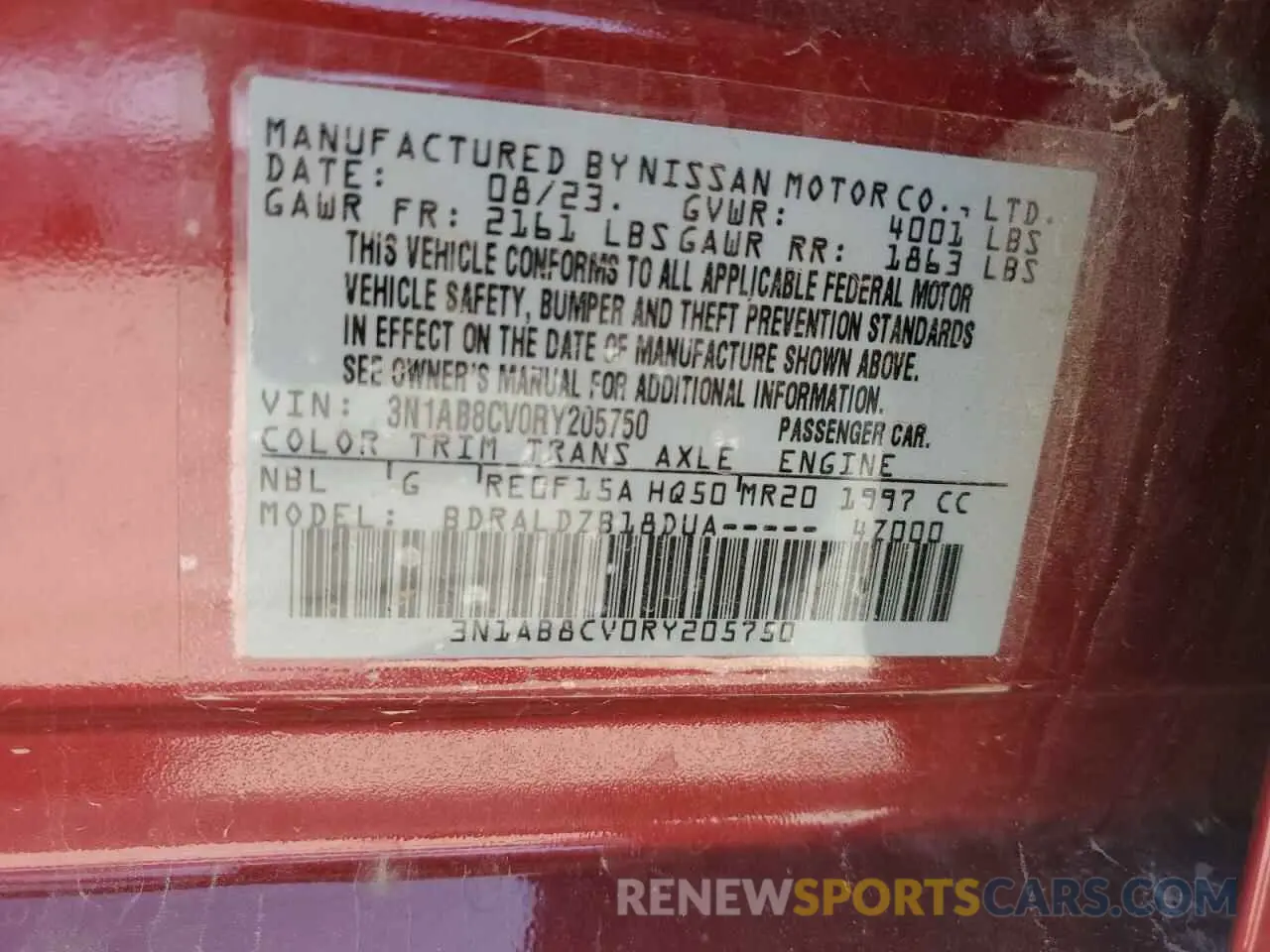 12 Фотография поврежденного автомобиля 3N1AB8CV0RY205750 NISSAN SENTRA 2024