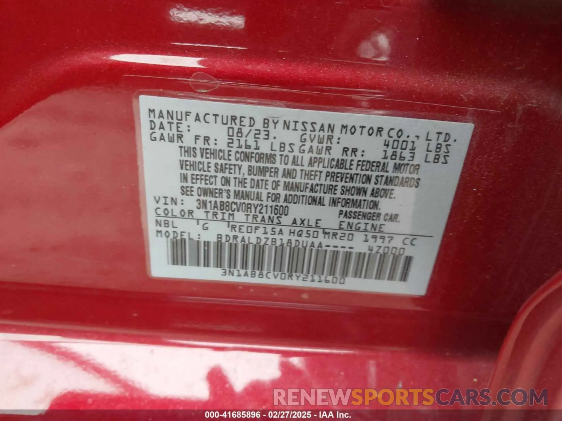 9 Фотография поврежденного автомобиля 3N1AB8CV0RY211600 NISSAN SENTRA 2024