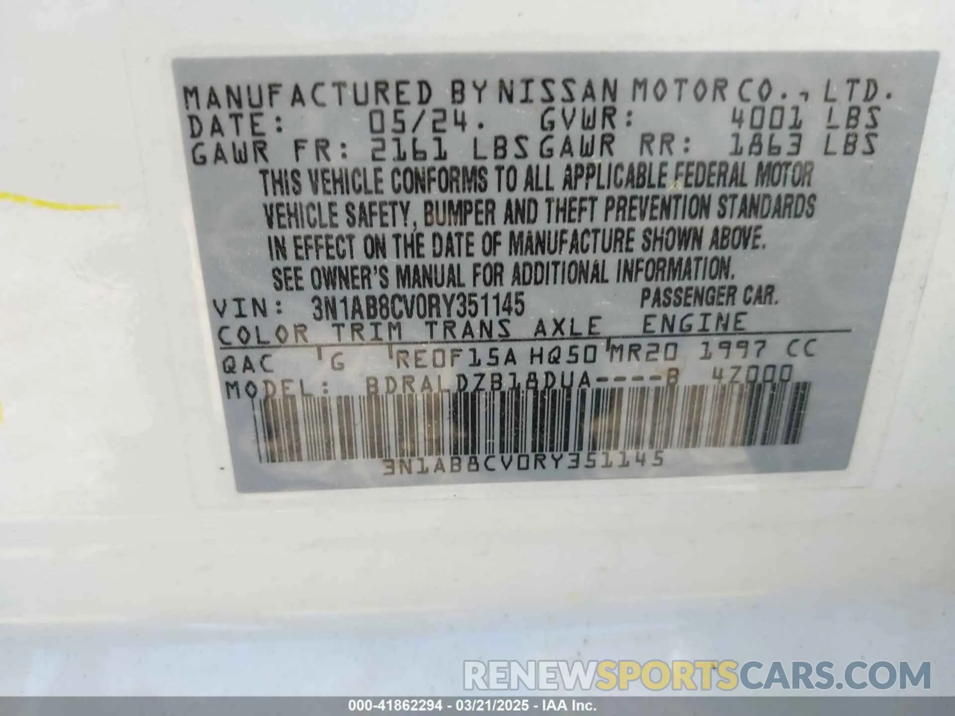 9 Photograph of a damaged car 3N1AB8CV0RY351145 NISSAN SENTRA 2024