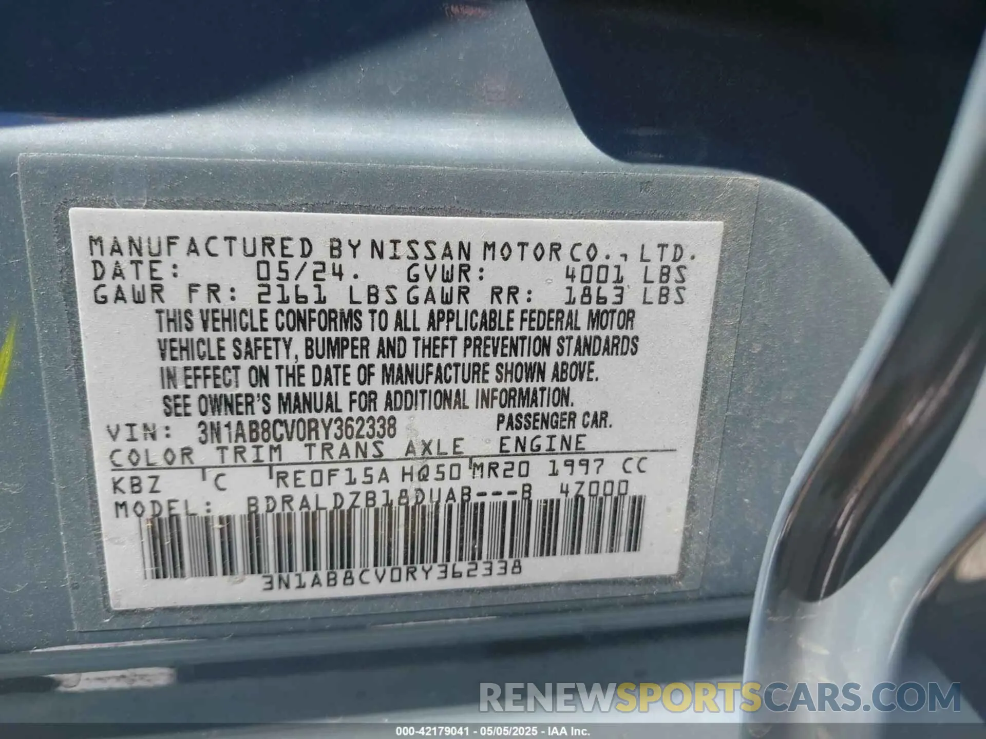 9 Photograph of a damaged car 3N1AB8CV0RY362338 NISSAN SENTRA 2024