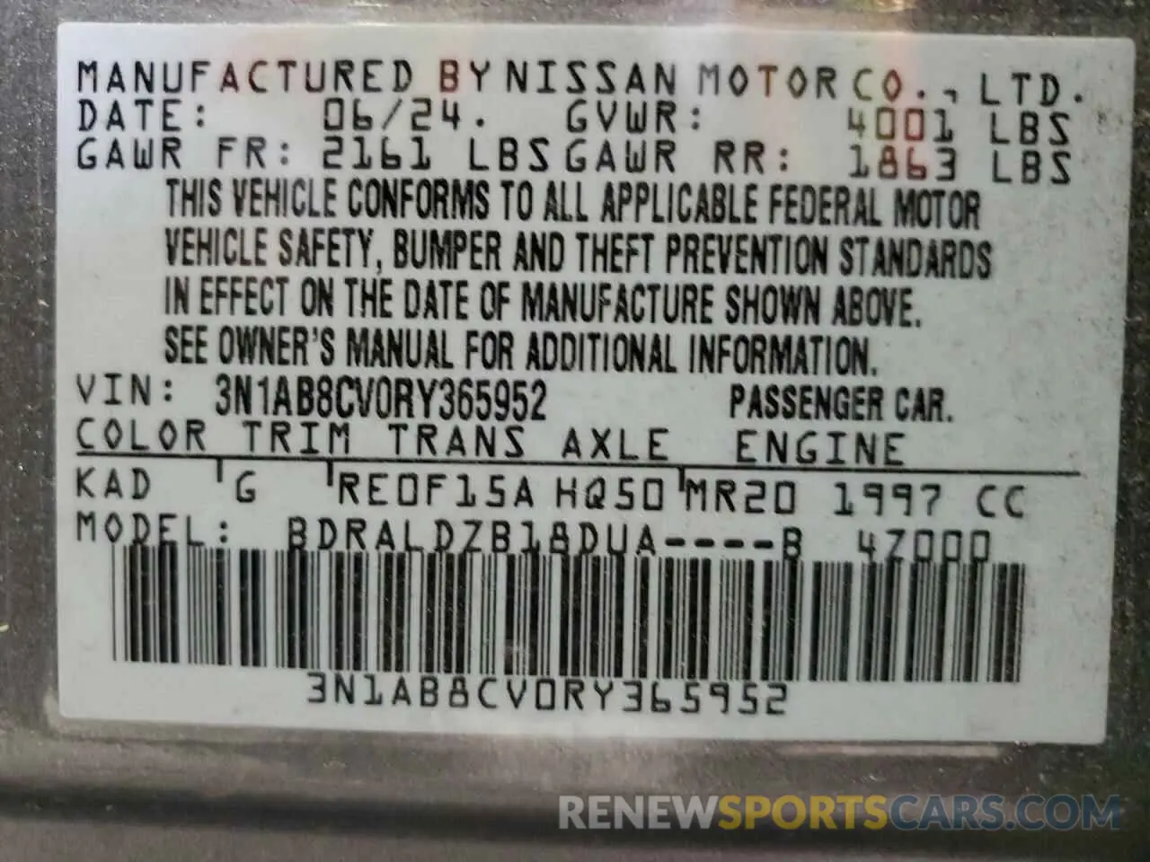 12 Фотография поврежденного автомобиля 3N1AB8CV0RY365952 NISSAN SENTRA 2024
