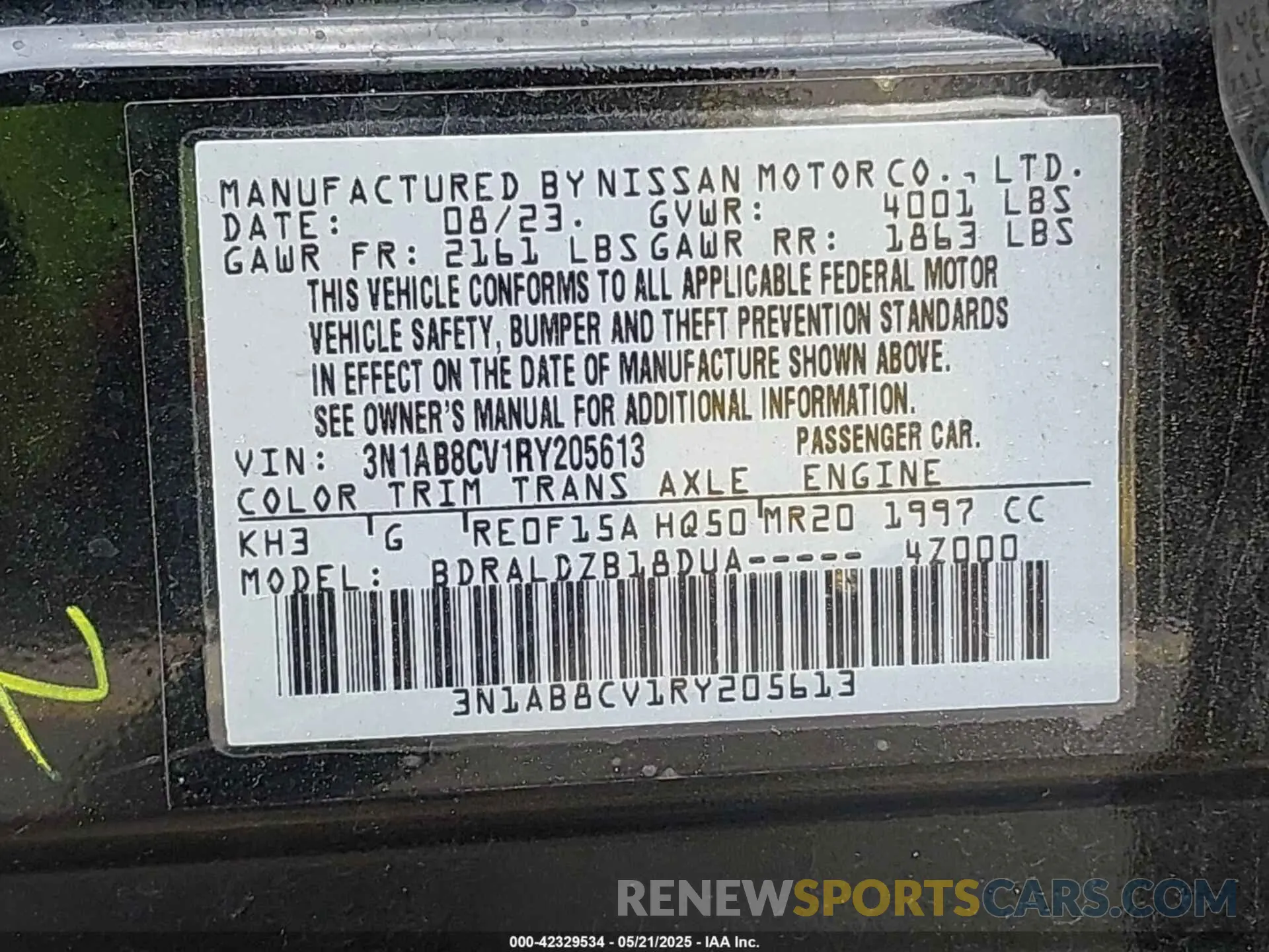 9 Photograph of a damaged car 3N1AB8CV1RY205613 NISSAN SENTRA 2024