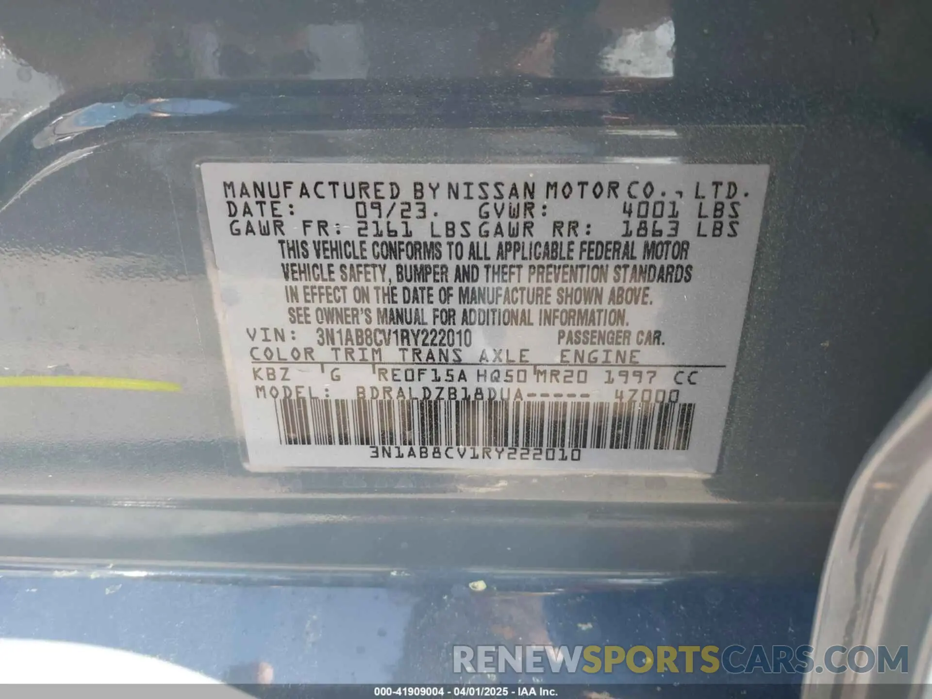 9 Photograph of a damaged car 3N1AB8CV1RY222010 NISSAN SENTRA 2024