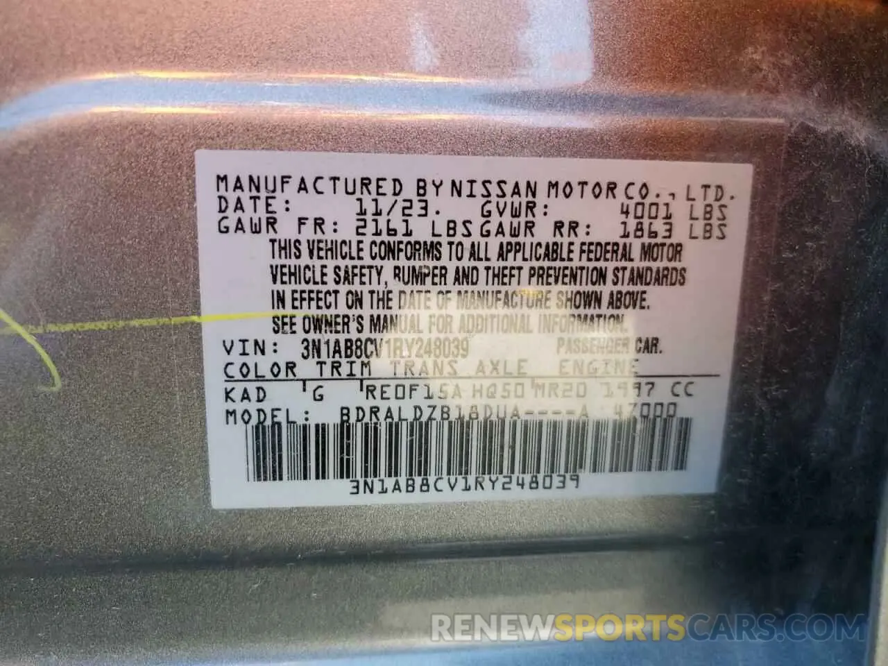 12 Фотография поврежденного автомобиля 3N1AB8CV1RY248039 NISSAN SENTRA 2024