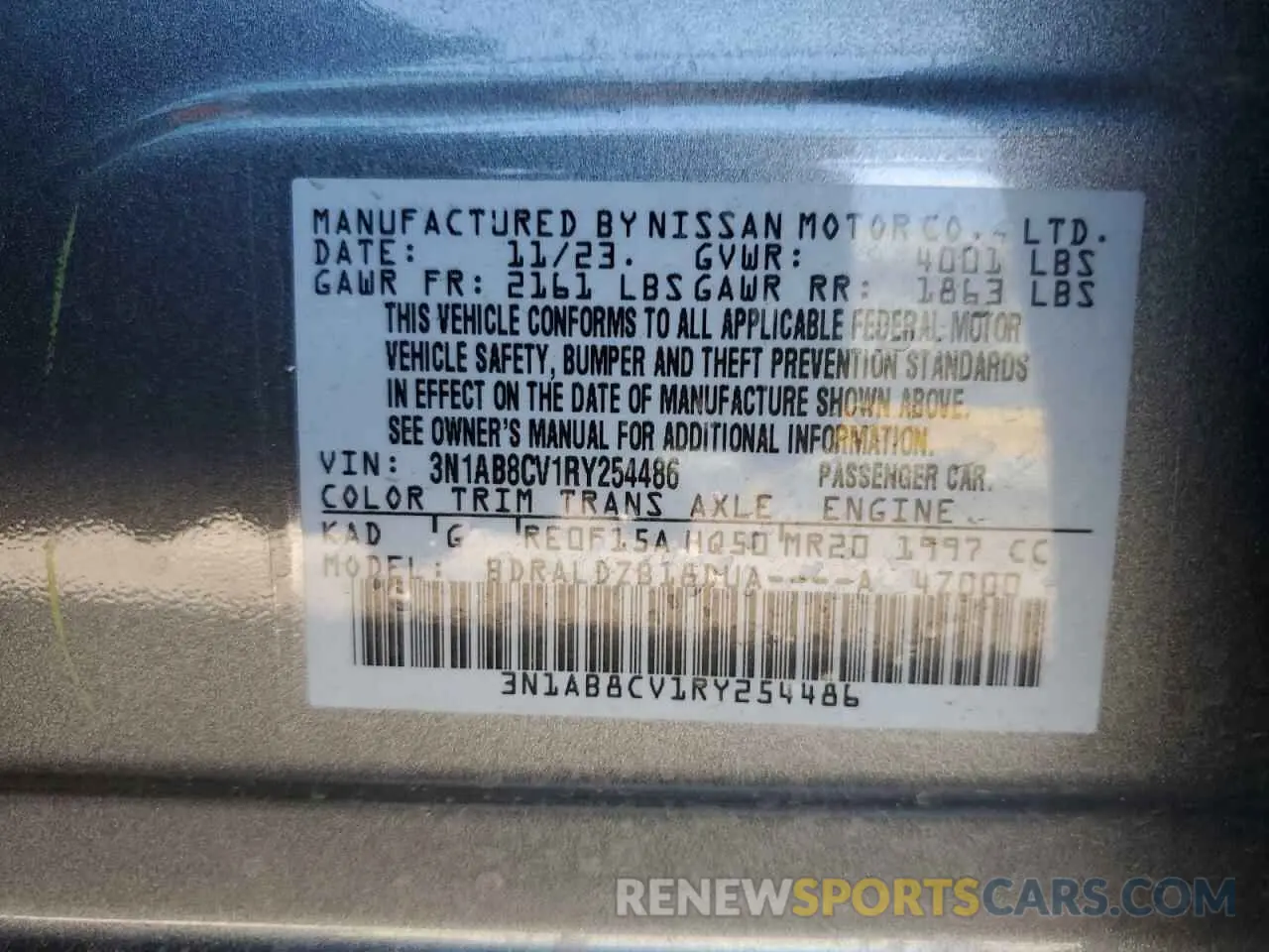 12 Photograph of a damaged car 3N1AB8CV1RY254486 NISSAN SENTRA 2024