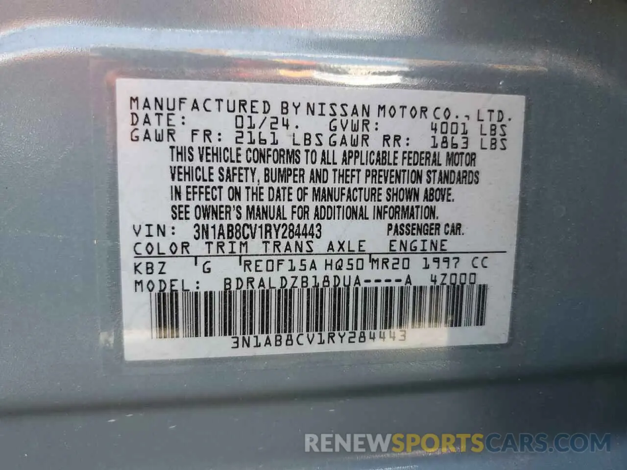 13 Фотография поврежденного автомобиля 3N1AB8CV1RY284443 NISSAN SENTRA 2024