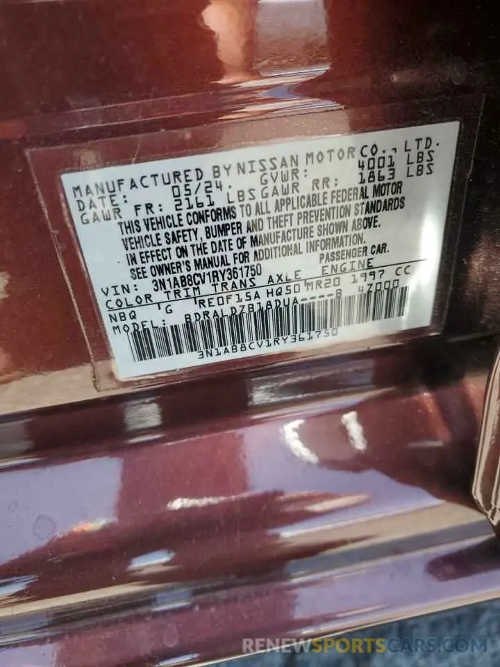 12 Photograph of a damaged car 3N1AB8CV1RY361750 NISSAN SENTRA 2024
