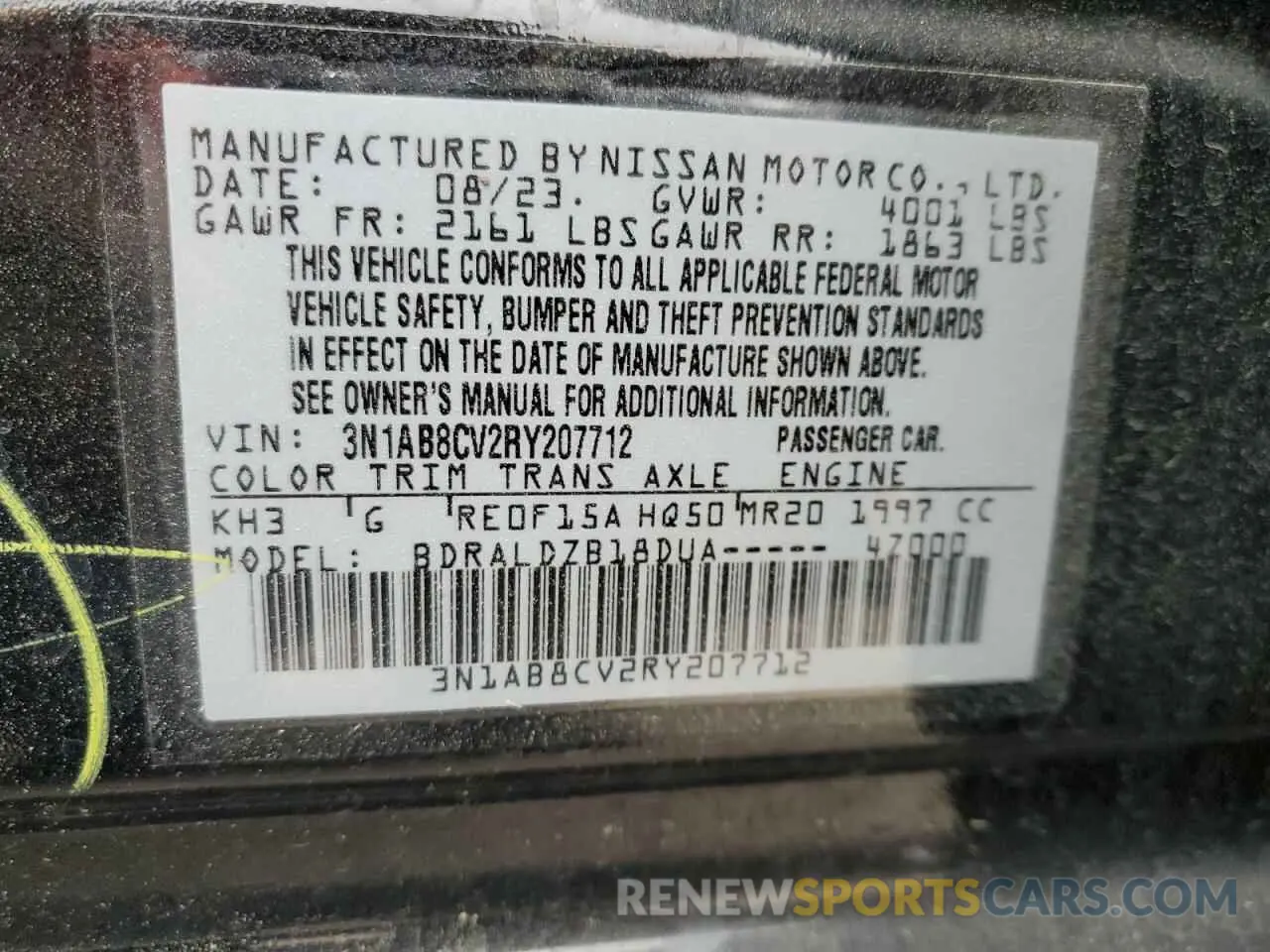12 Фотография поврежденного автомобиля 3N1AB8CV2RY207712 NISSAN SENTRA 2024