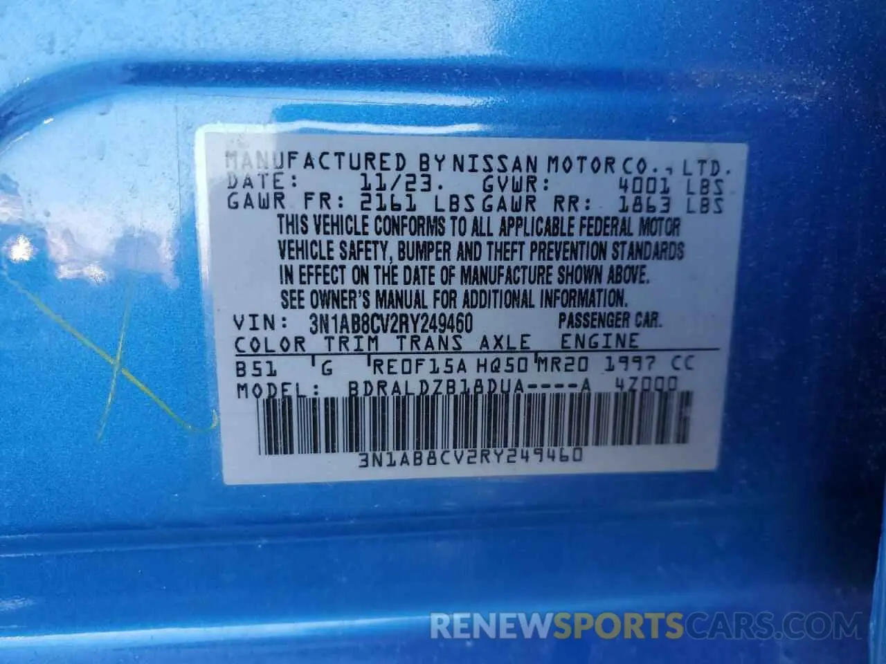 12 Фотография поврежденного автомобиля 3N1AB8CV2RY249460 NISSAN SENTRA 2024