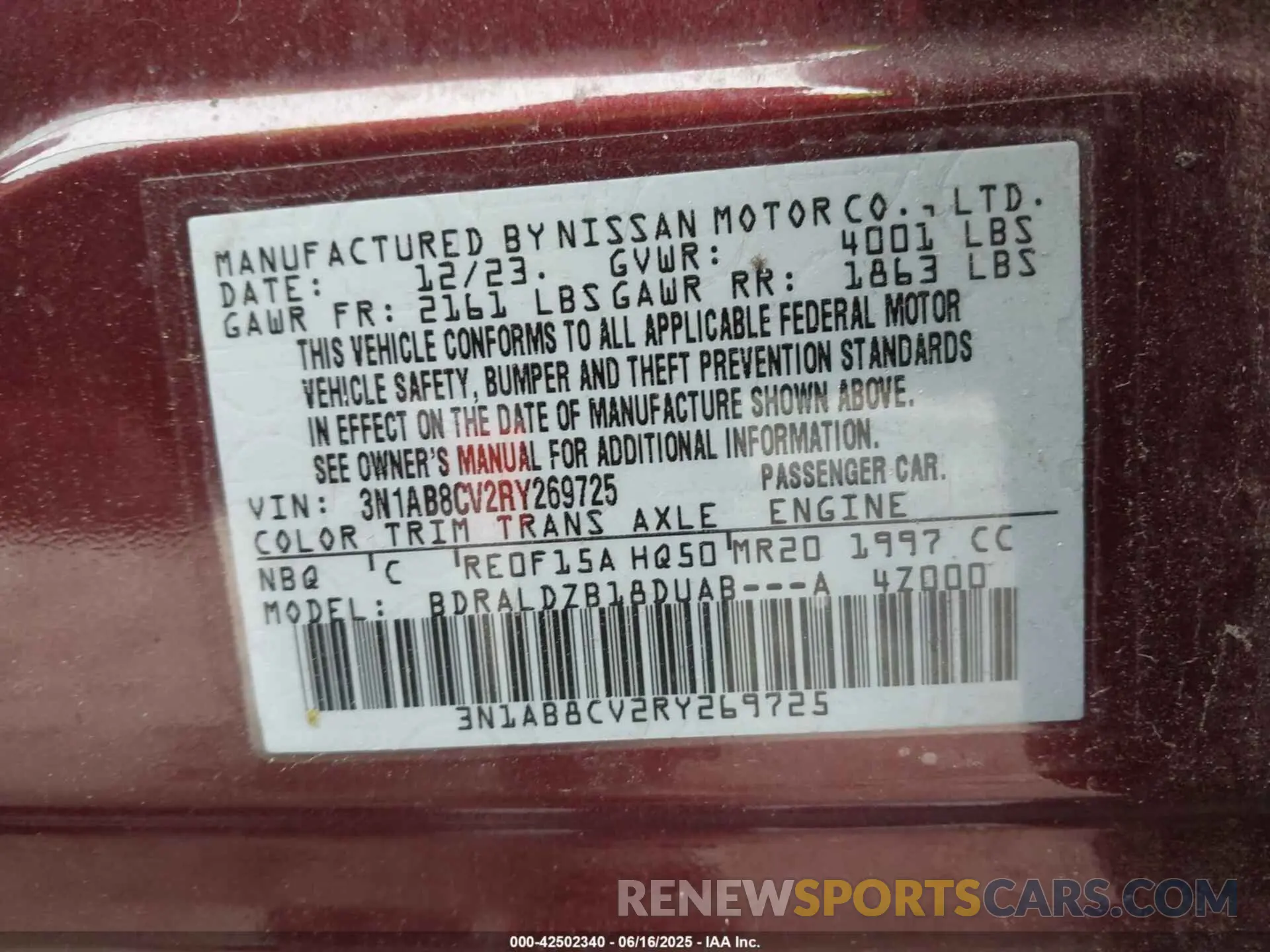 9 Photograph of a damaged car 3N1AB8CV2RY269725 NISSAN SENTRA 2024