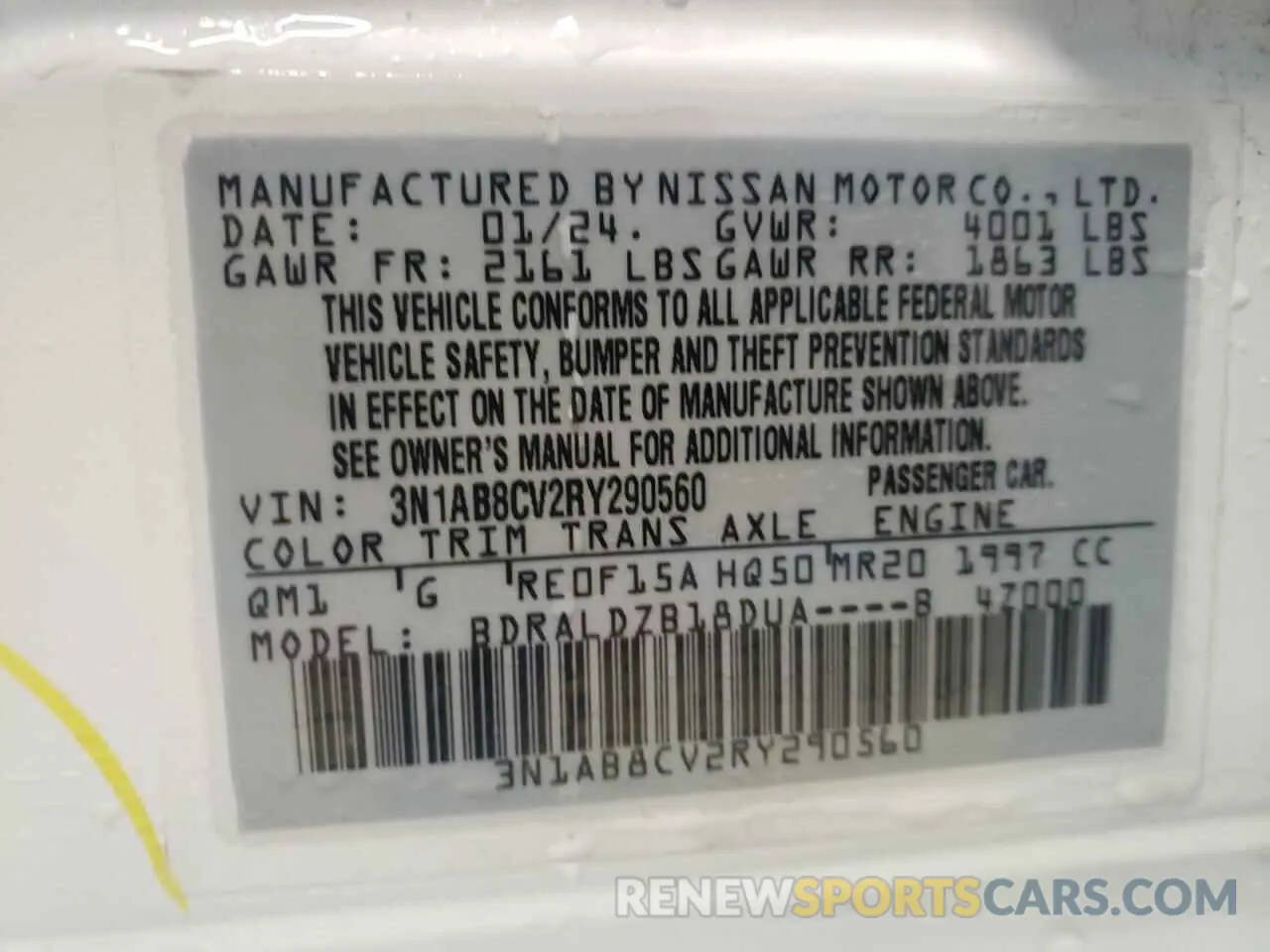 12 Photograph of a damaged car 3N1AB8CV2RY290560 NISSAN SENTRA 2024