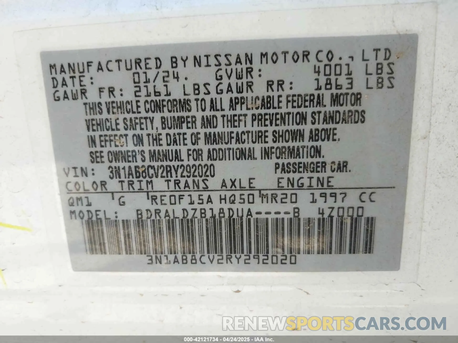9 Фотография поврежденного автомобиля 3N1AB8CV2RY292020 NISSAN SENTRA 2024