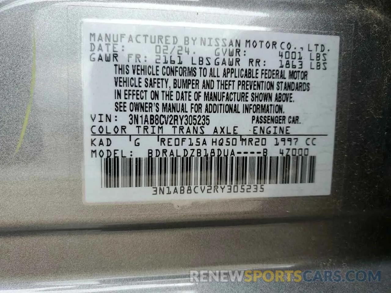 12 Photograph of a damaged car 3N1AB8CV2RY305235 NISSAN SENTRA 2024