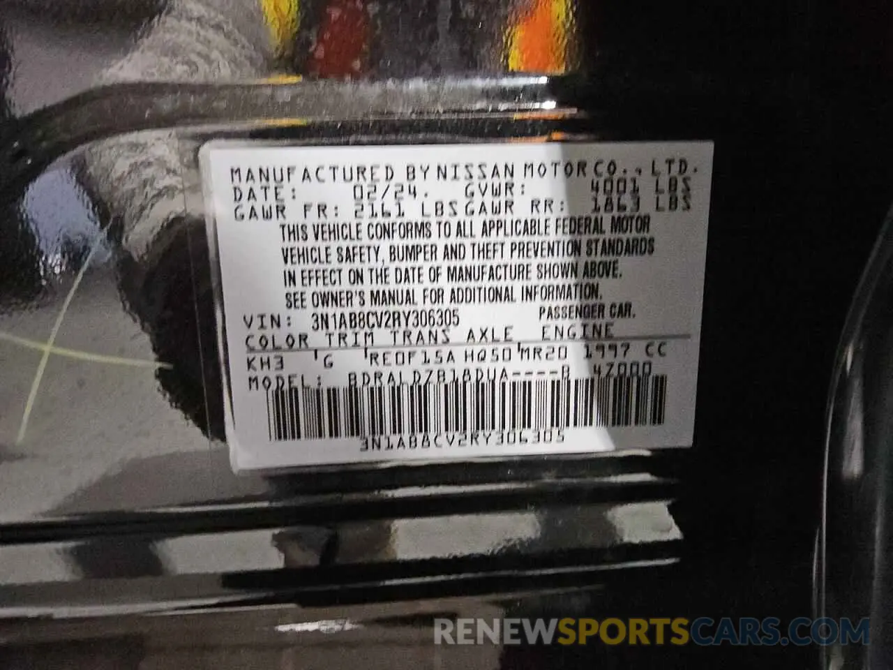12 Photograph of a damaged car 3N1AB8CV2RY306305 NISSAN SENTRA 2024