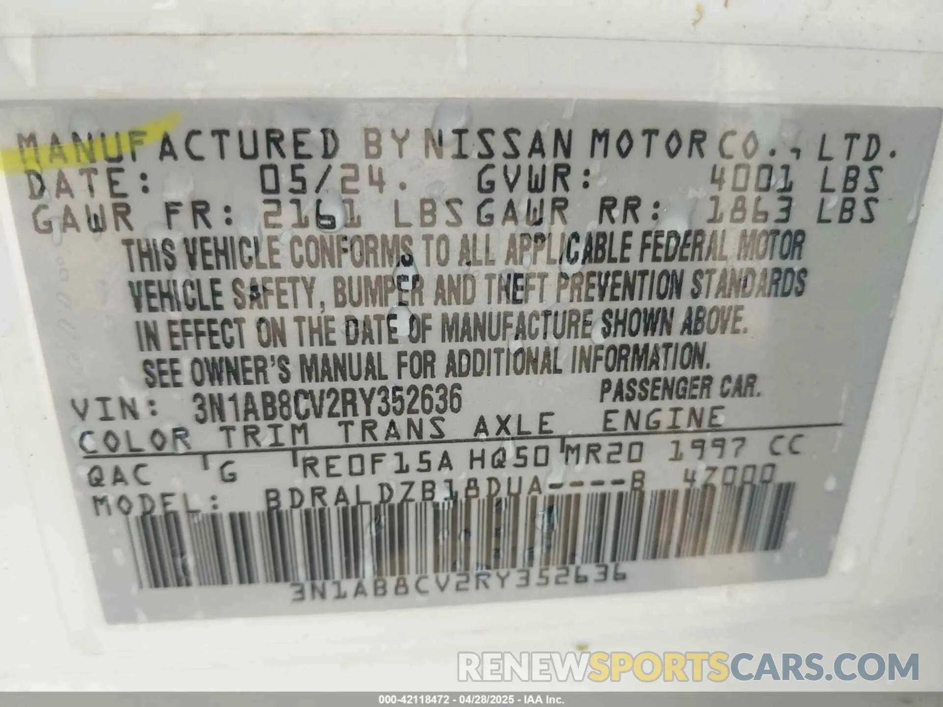 9 Photograph of a damaged car 3N1AB8CV2RY352636 NISSAN SENTRA 2024
