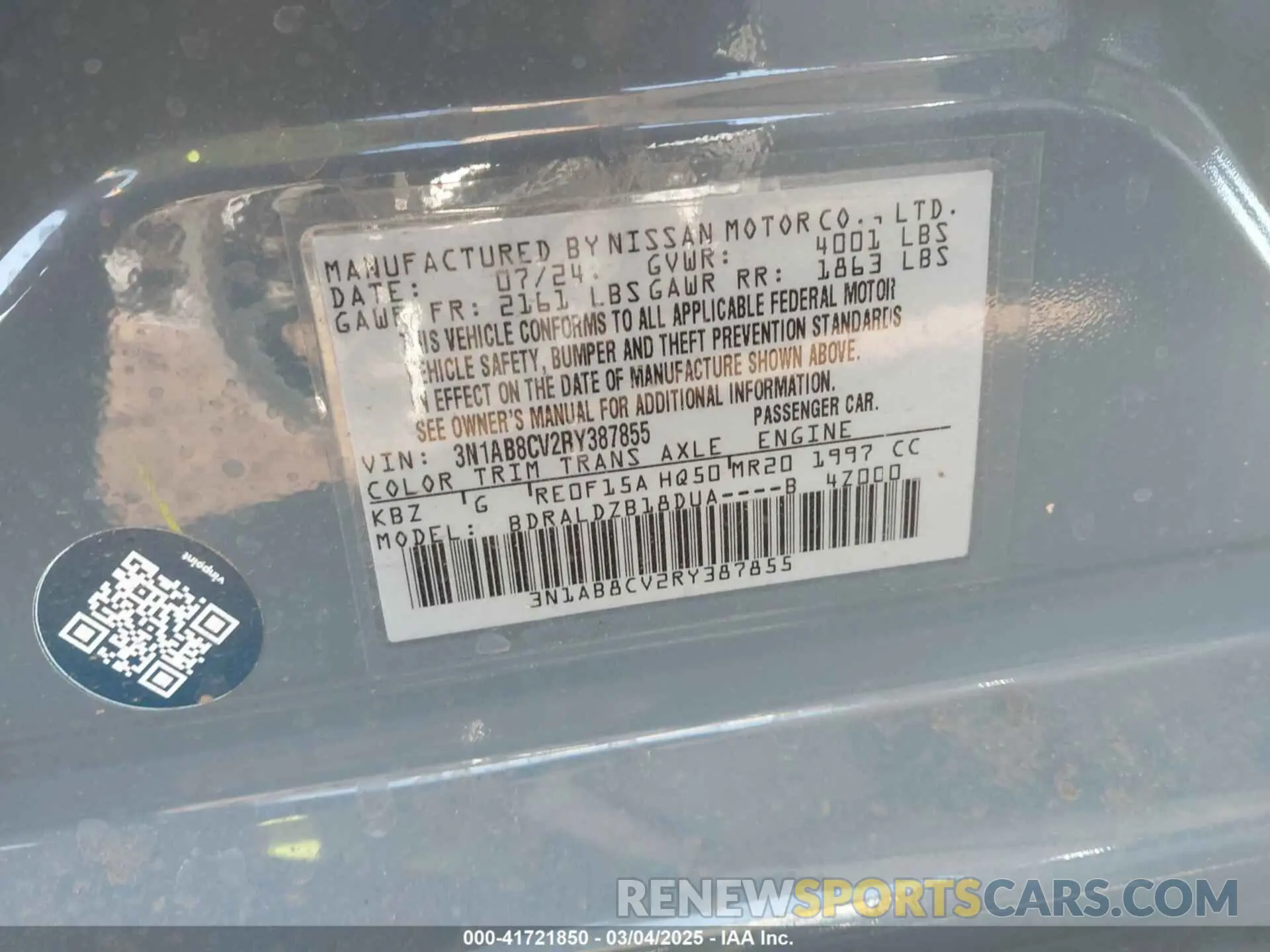 9 Photograph of a damaged car 3N1AB8CV2RY387855 NISSAN SENTRA 2024