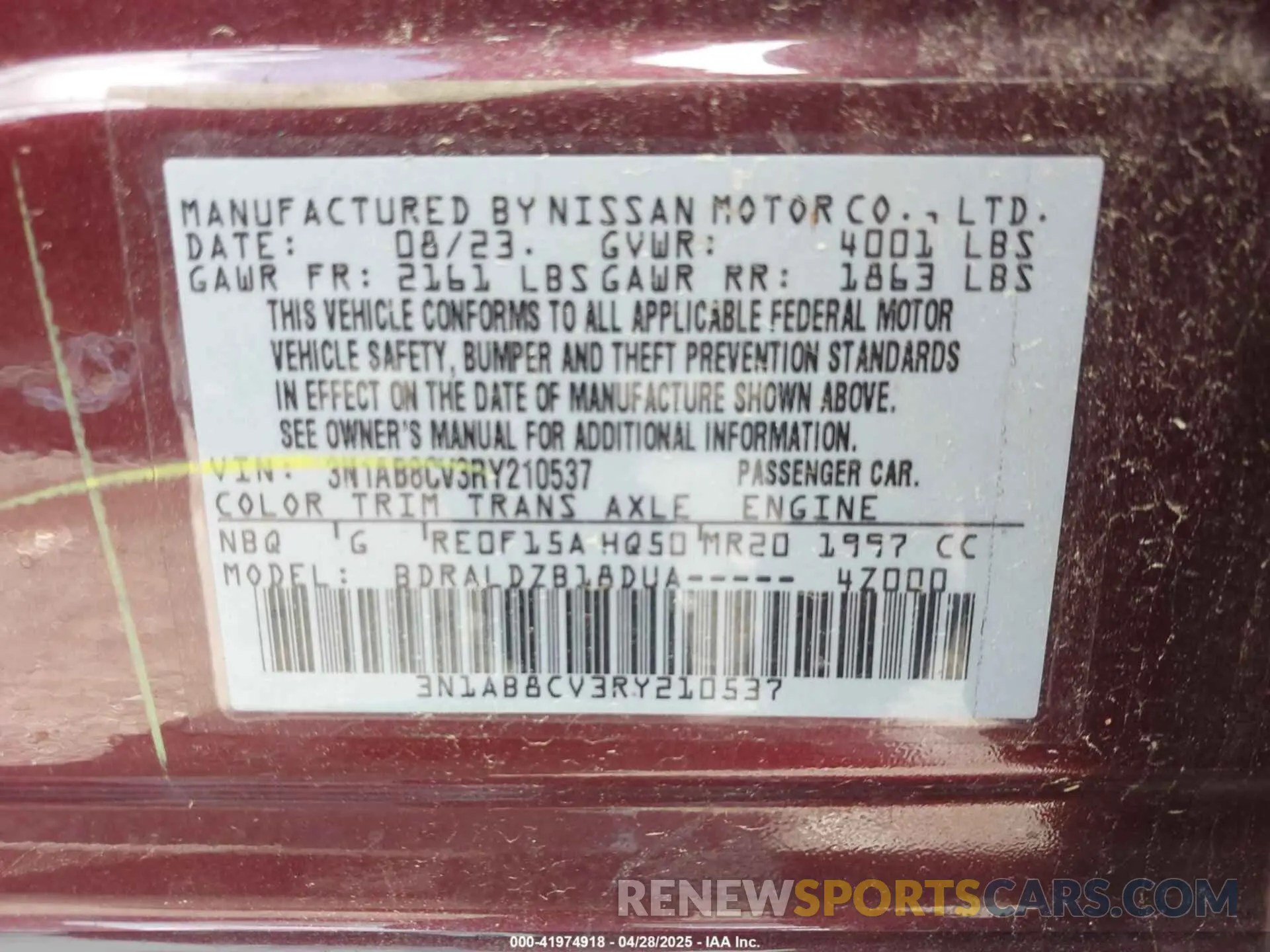 9 Фотография поврежденного автомобиля 3N1AB8CV3RY210537 NISSAN SENTRA 2024