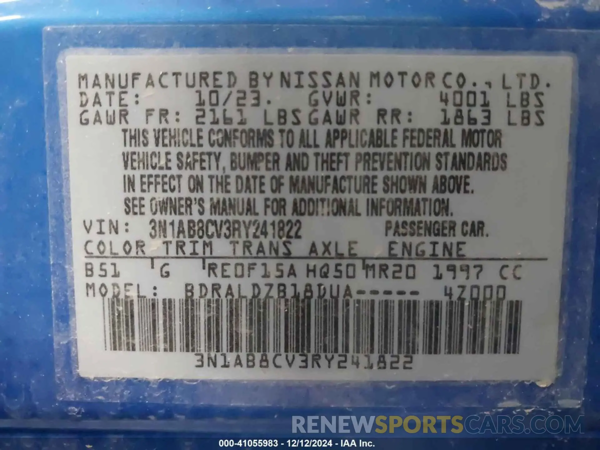 9 Photograph of a damaged car 3N1AB8CV3RY241822 NISSAN SENTRA 2024