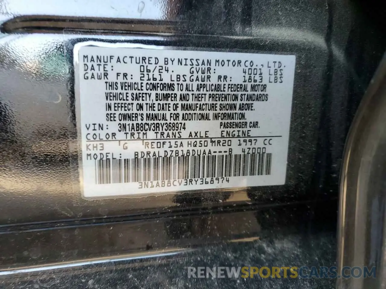 12 Фотография поврежденного автомобиля 3N1AB8CV3RY368974 NISSAN SENTRA 2024